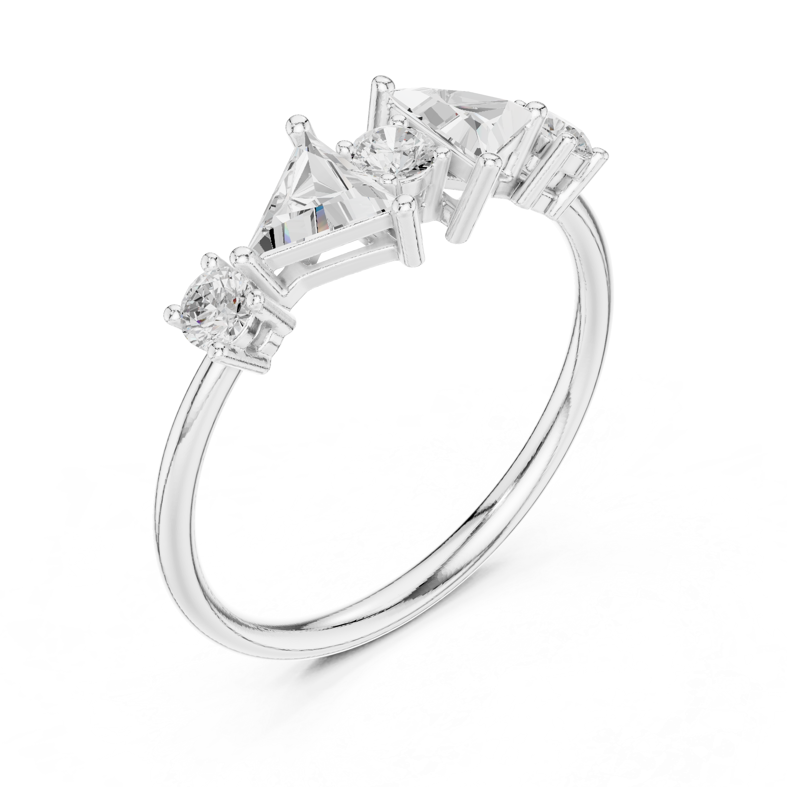 Geometric Trillion Diamond Ring – Modern Five Stone Statement Ring