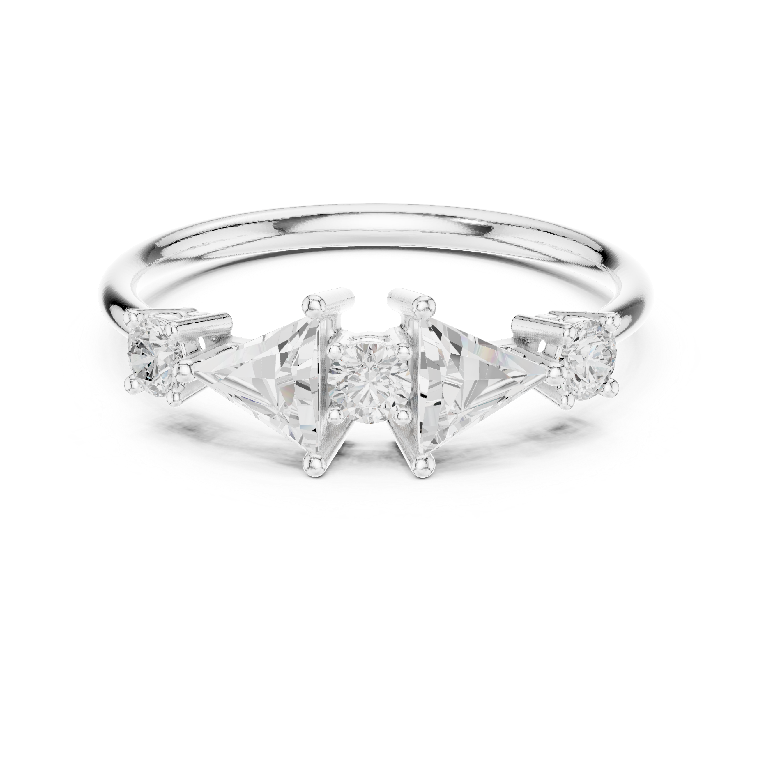 Geometric Trillion Diamond Ring – Modern Five Stone Statement Ring