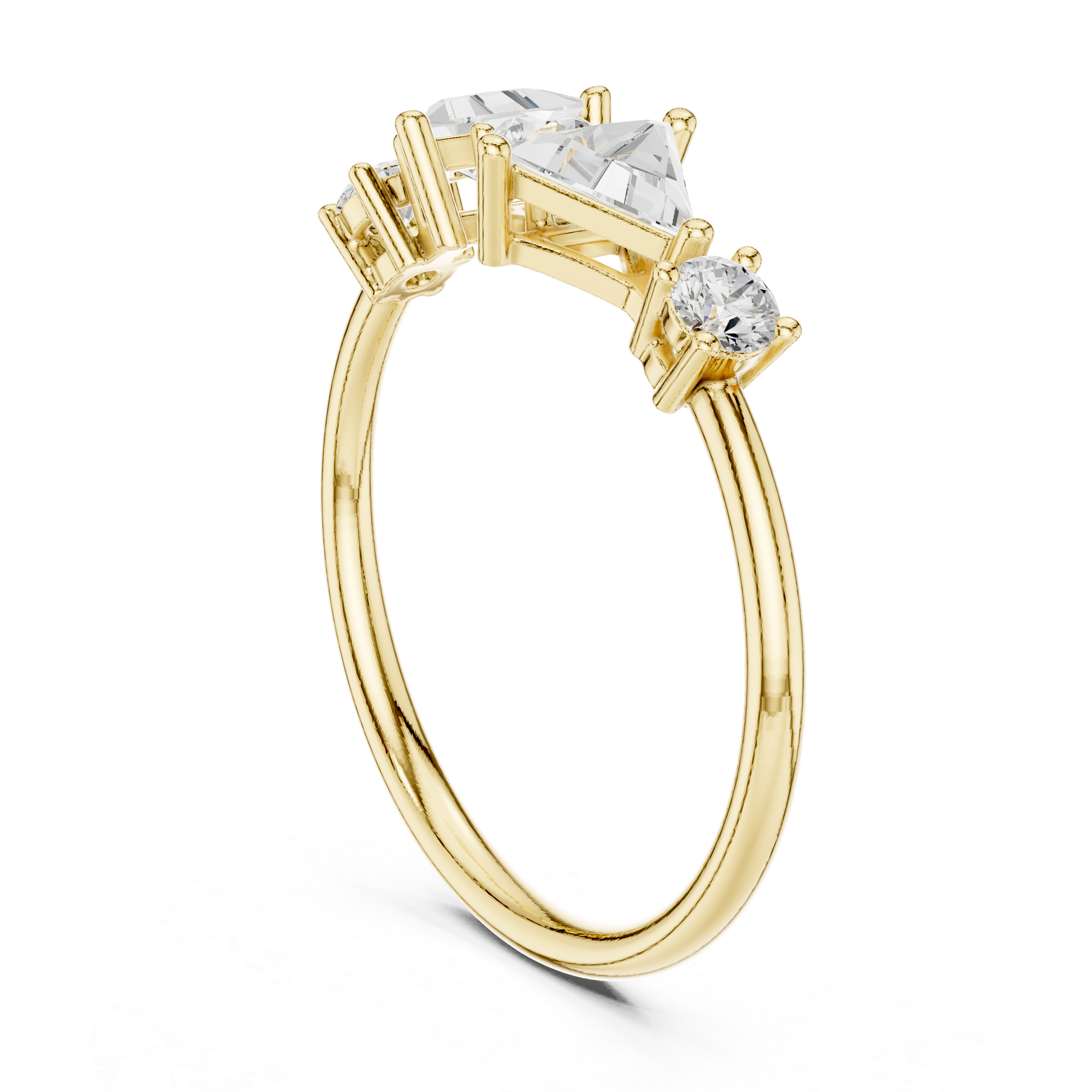 Geometric Trillion Diamond Ring – Modern Five Stone Statement Ring