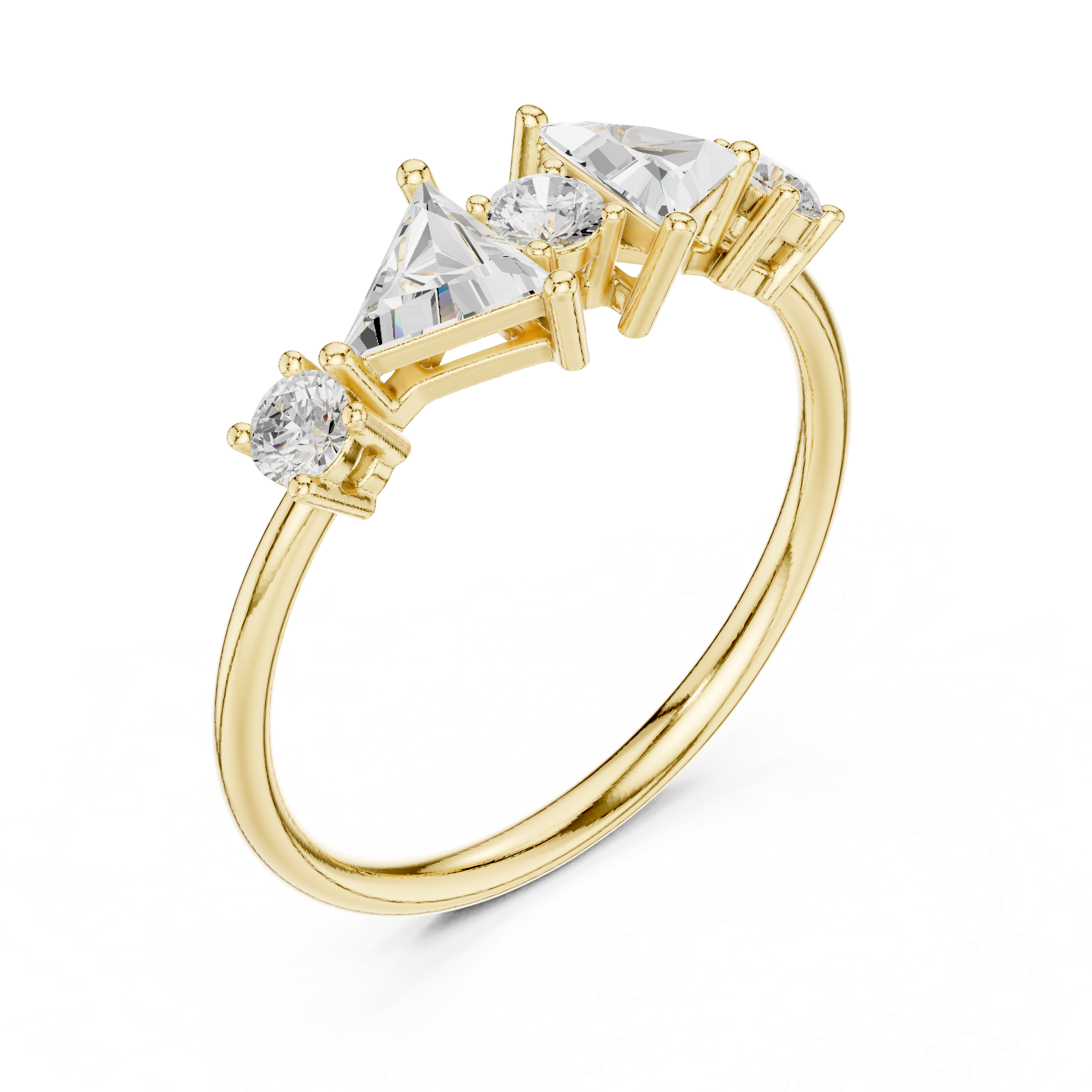 Geometric Trillion Diamond Ring – Modern Five Stone Statement Ring