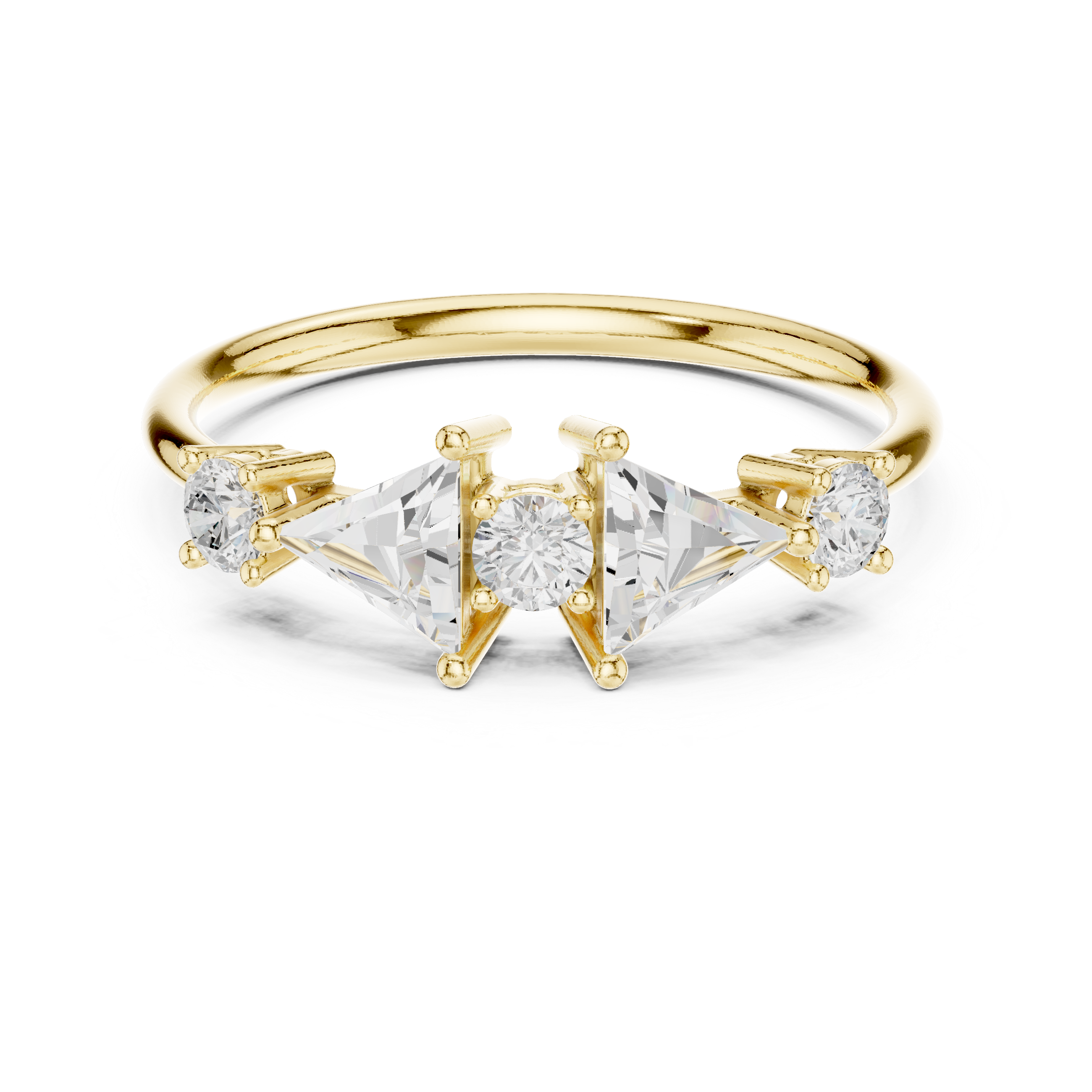 Geometric Trillion Diamond Ring – Modern Five Stone Statement Ring