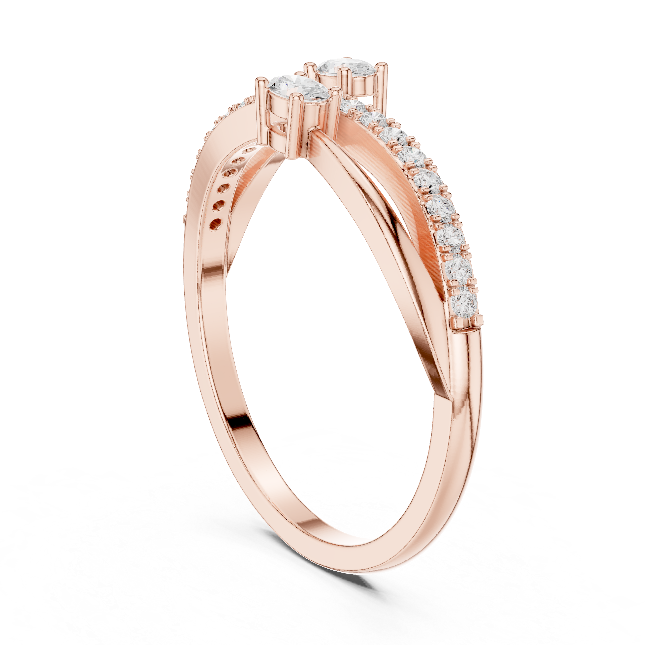 Bypass Oval Diamond Ring – Modern Pavé Open Wrap Ring
