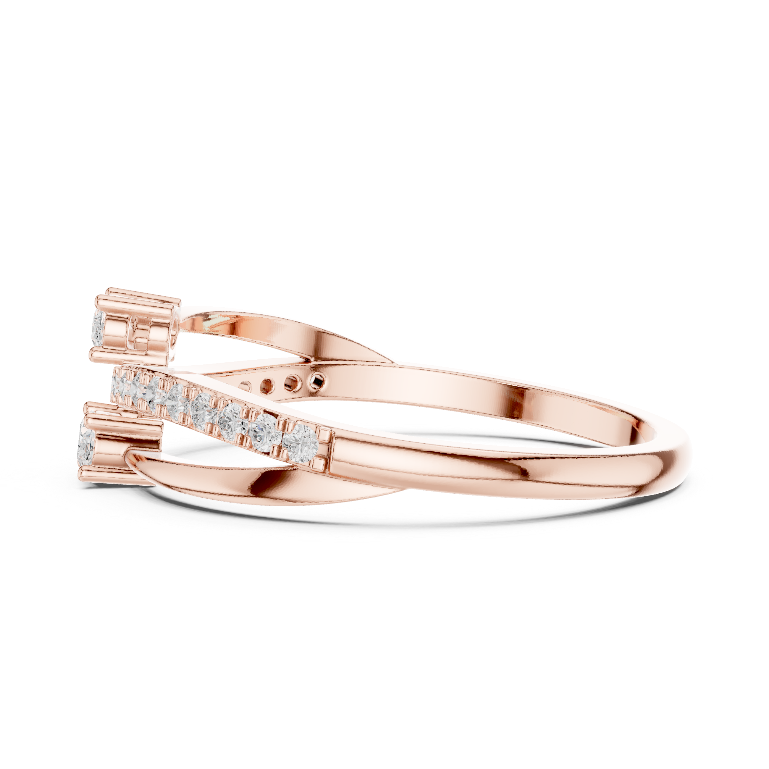 Bypass Oval Diamond Ring – Modern Pavé Open Wrap Ring