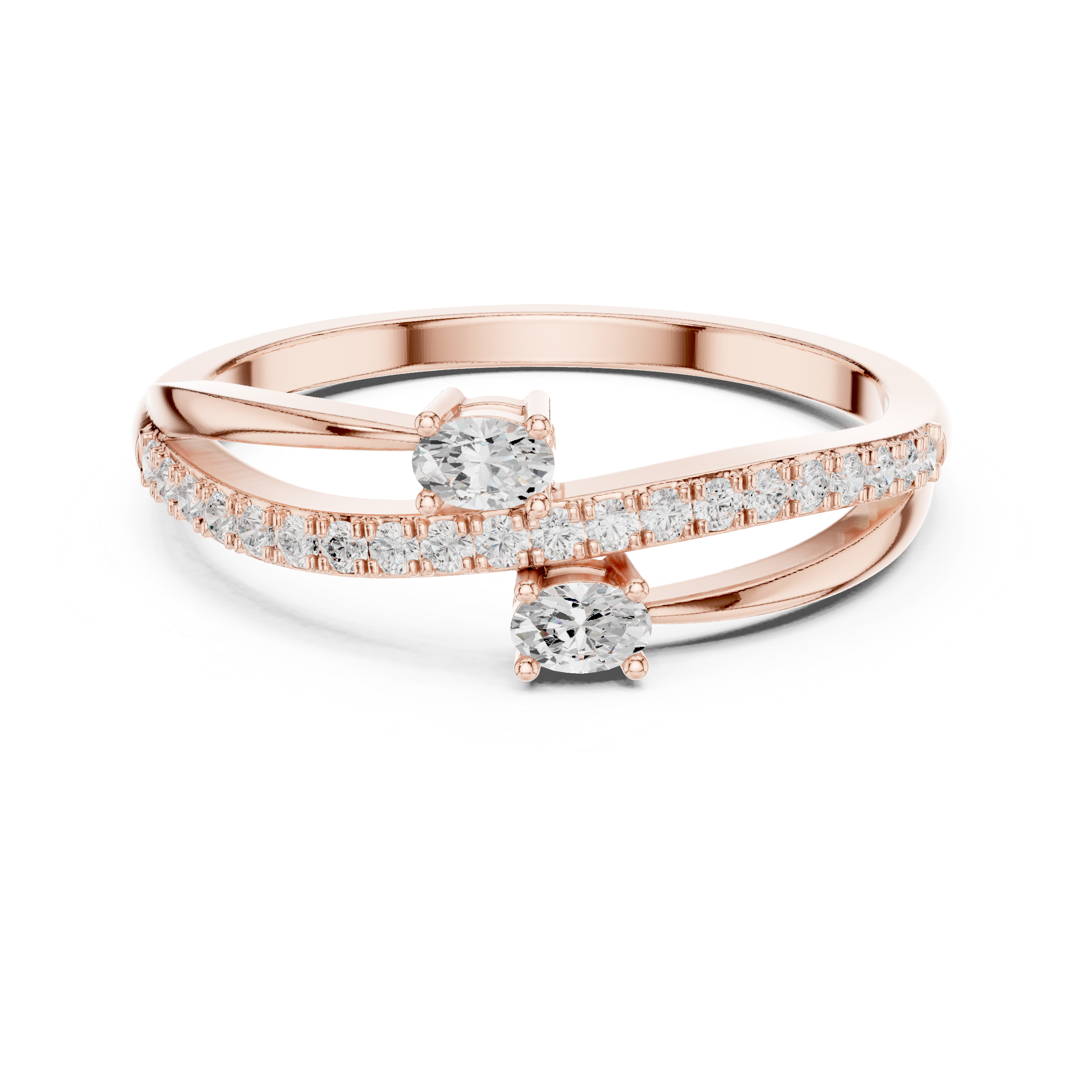 Bypass Oval Diamond Ring – Modern Pavé Open Wrap Ring