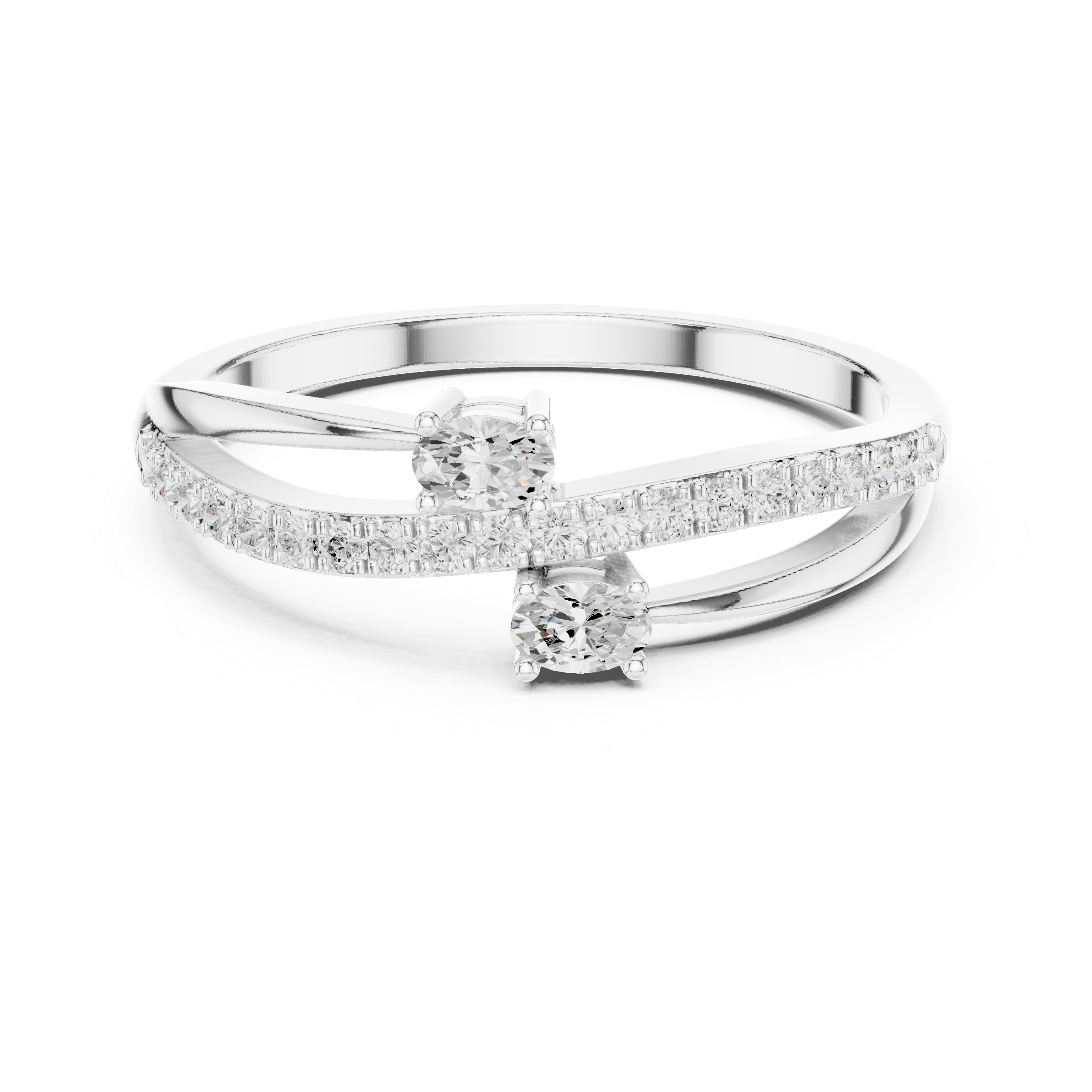 Bypass Oval Diamond Ring – Modern Pavé Open Wrap Ring