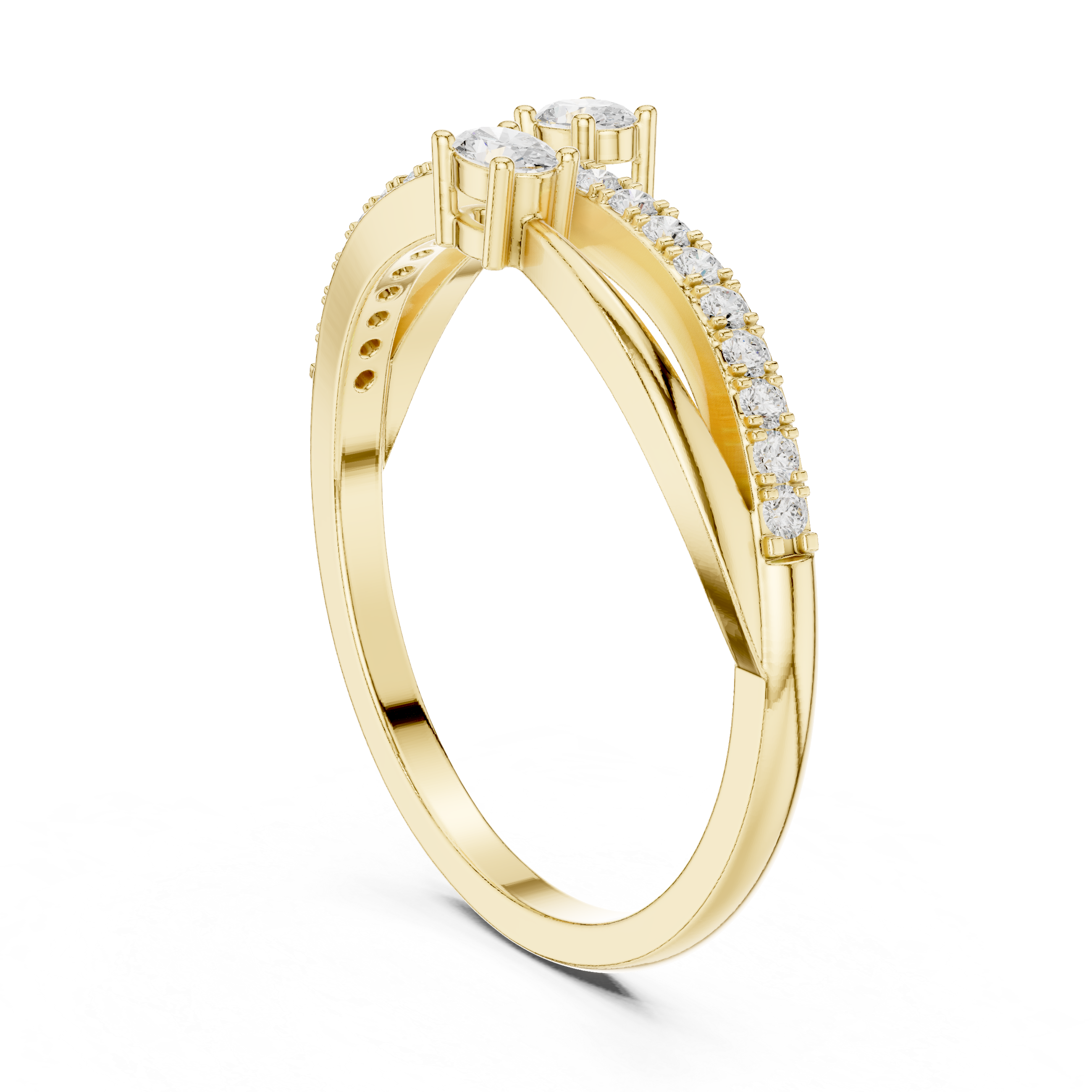 Bypass Oval Diamond Ring – Modern Pavé Open Wrap Ring