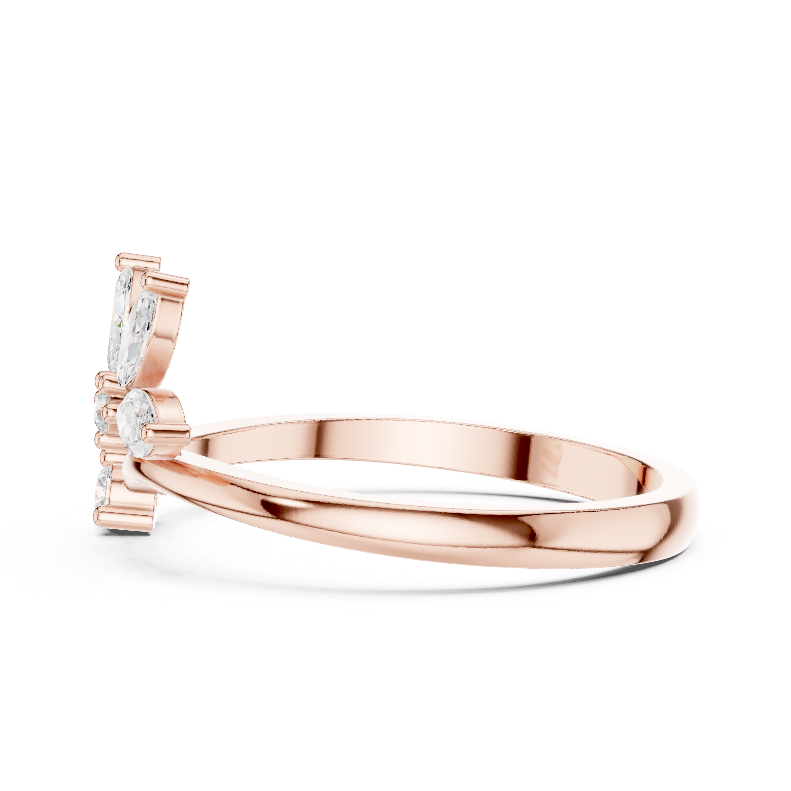 Nature Inspired Marquise Diamond Leaf Ring – Open Wrap Floral Engagement Ring