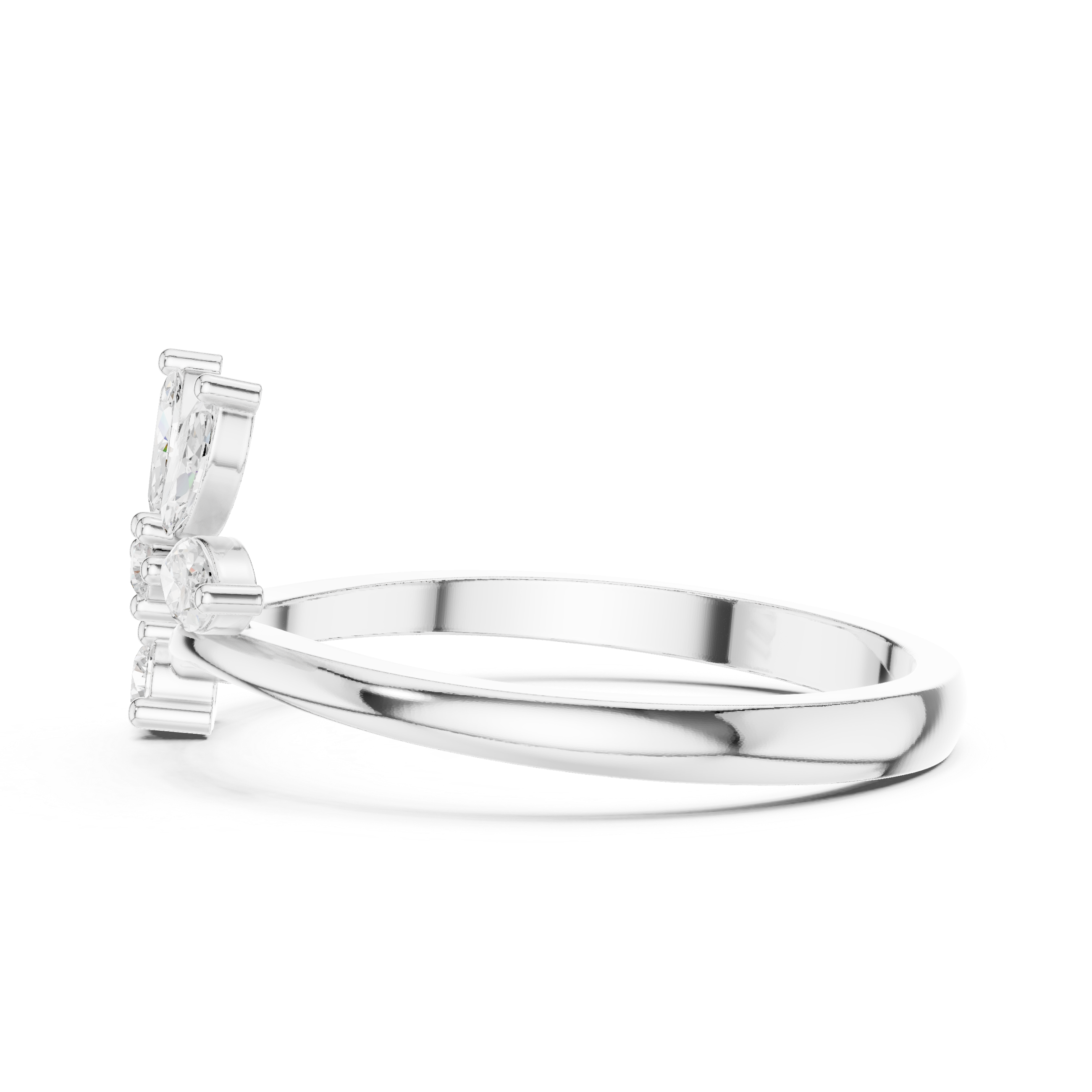 Nature Inspired Marquise Diamond Leaf Ring – Open Wrap Floral Engagement Ring