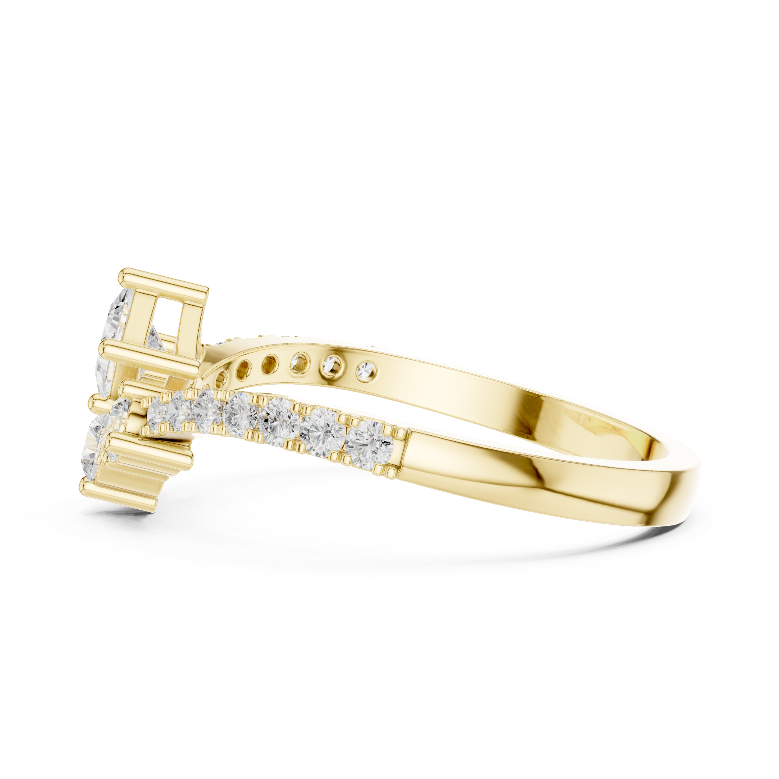 Princess Cut Diamond Cluster Ring – V-Shaped Pavé Engagement Ring