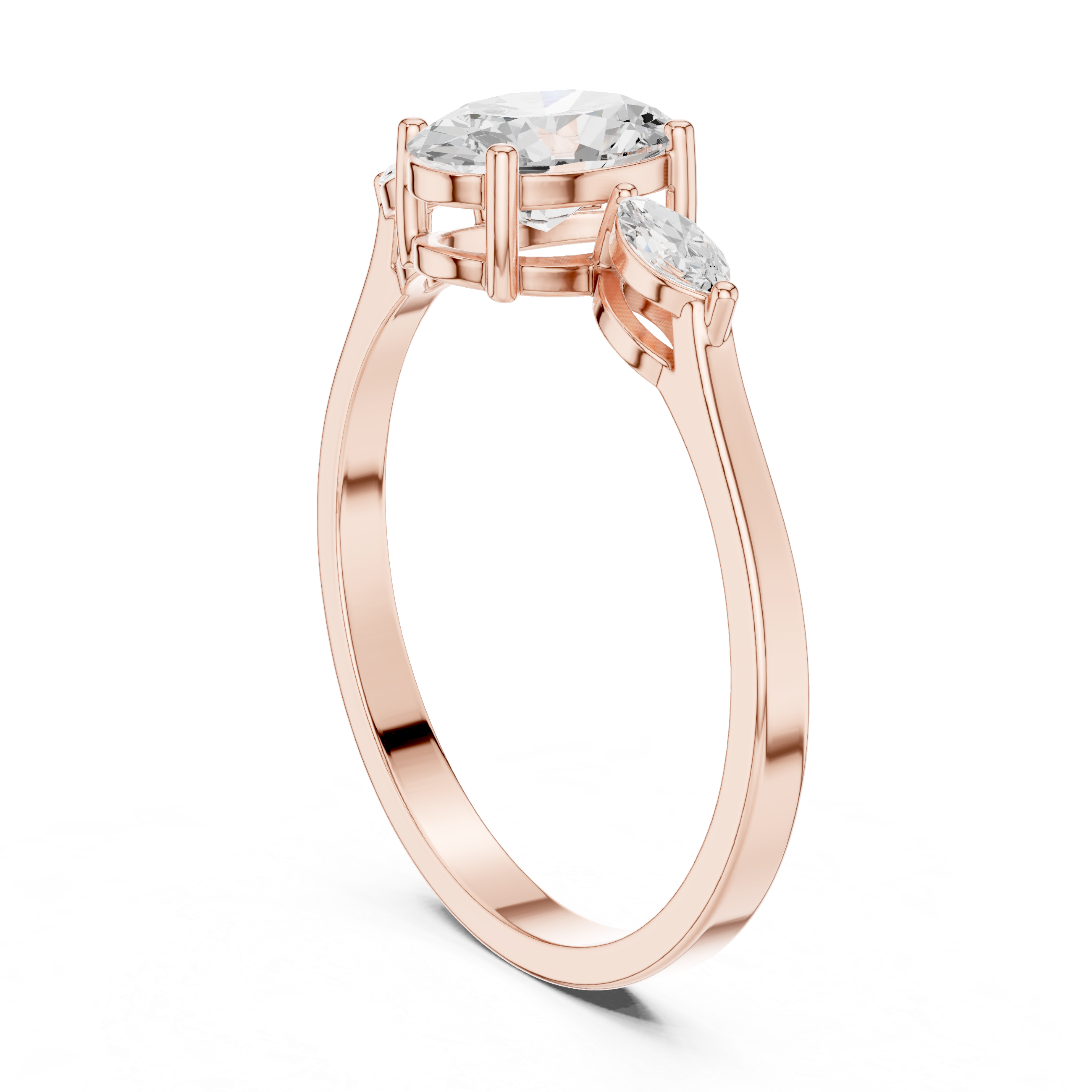 Oval Cut Three Stone Engagement Ring – Marquise Side Stone Diamond Ring