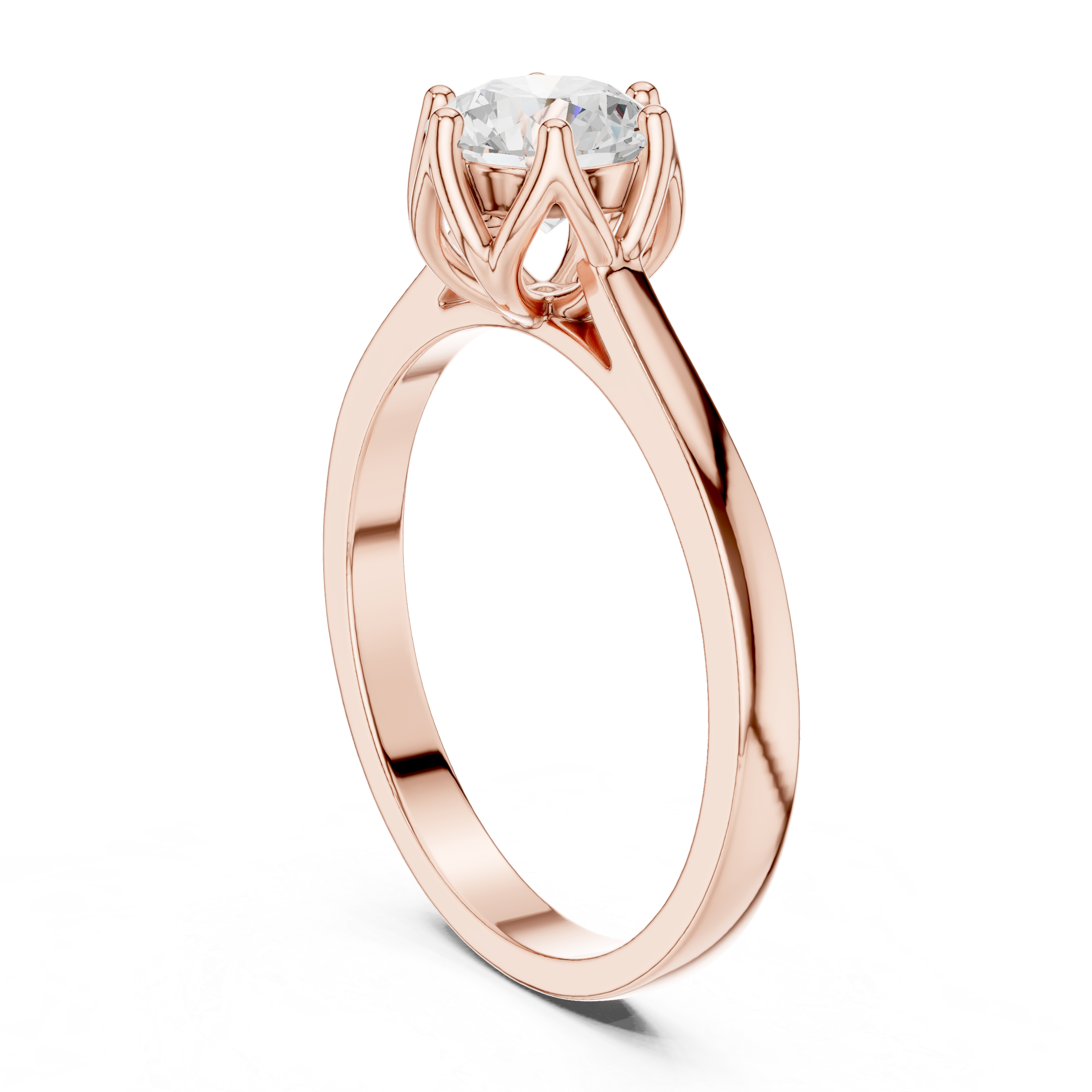 Classic Round Solitaire Engagement Ring – Six Prong Cathedral Setting Diamond Ring
