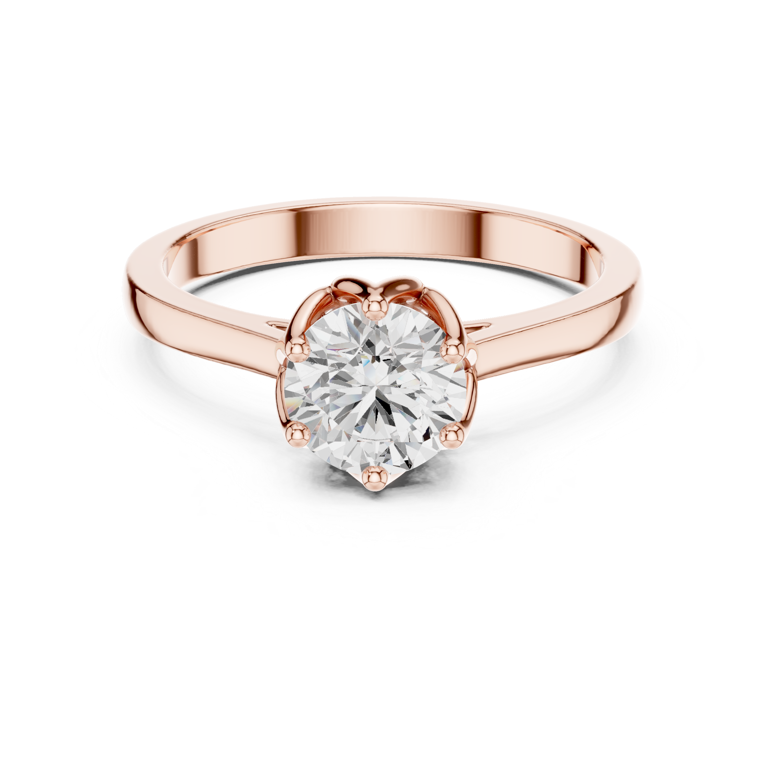 Classic Round Solitaire Engagement Ring – Six Prong Cathedral Setting Diamond Ring