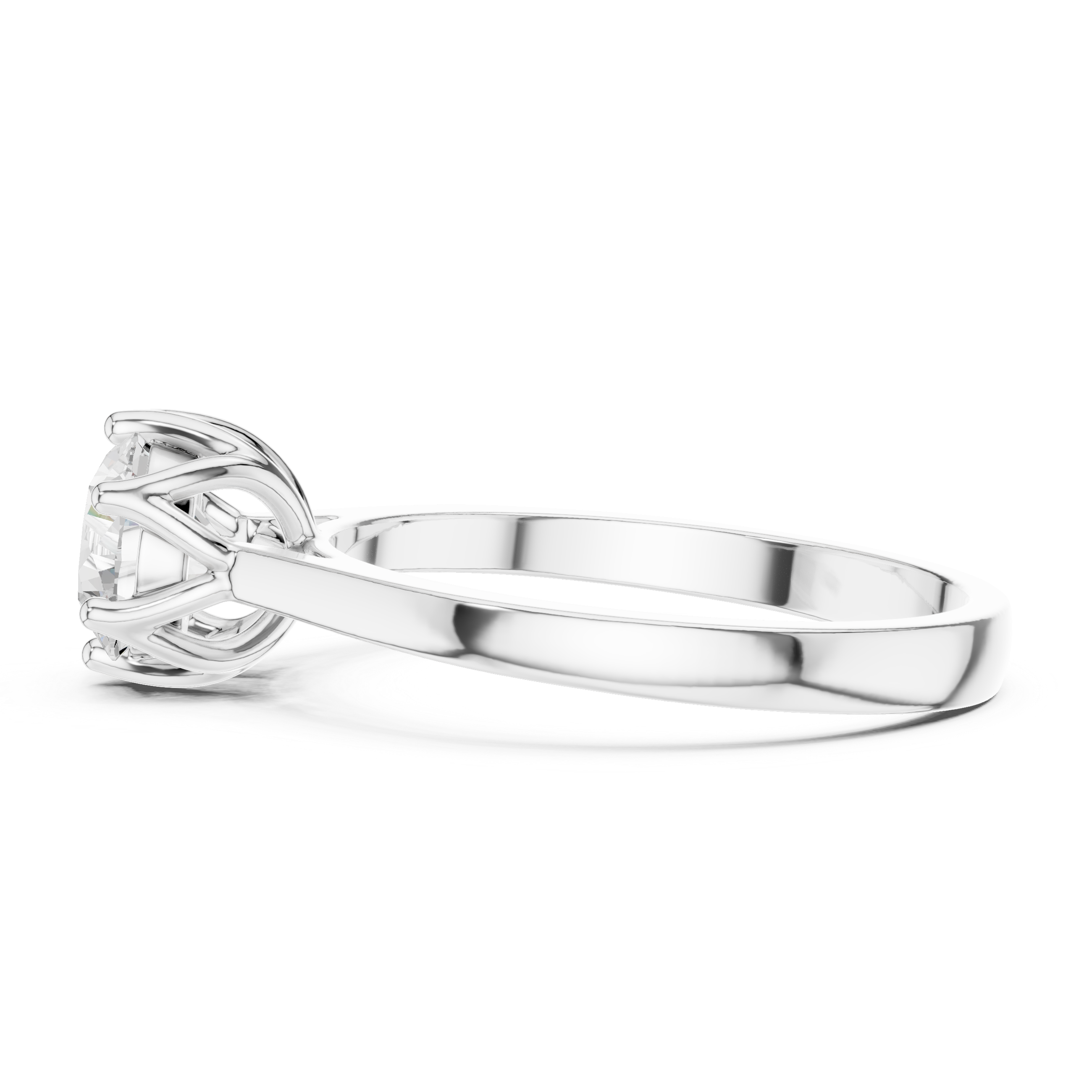 Classic Round Solitaire Engagement Ring – Six Prong Cathedral Setting Diamond Ring