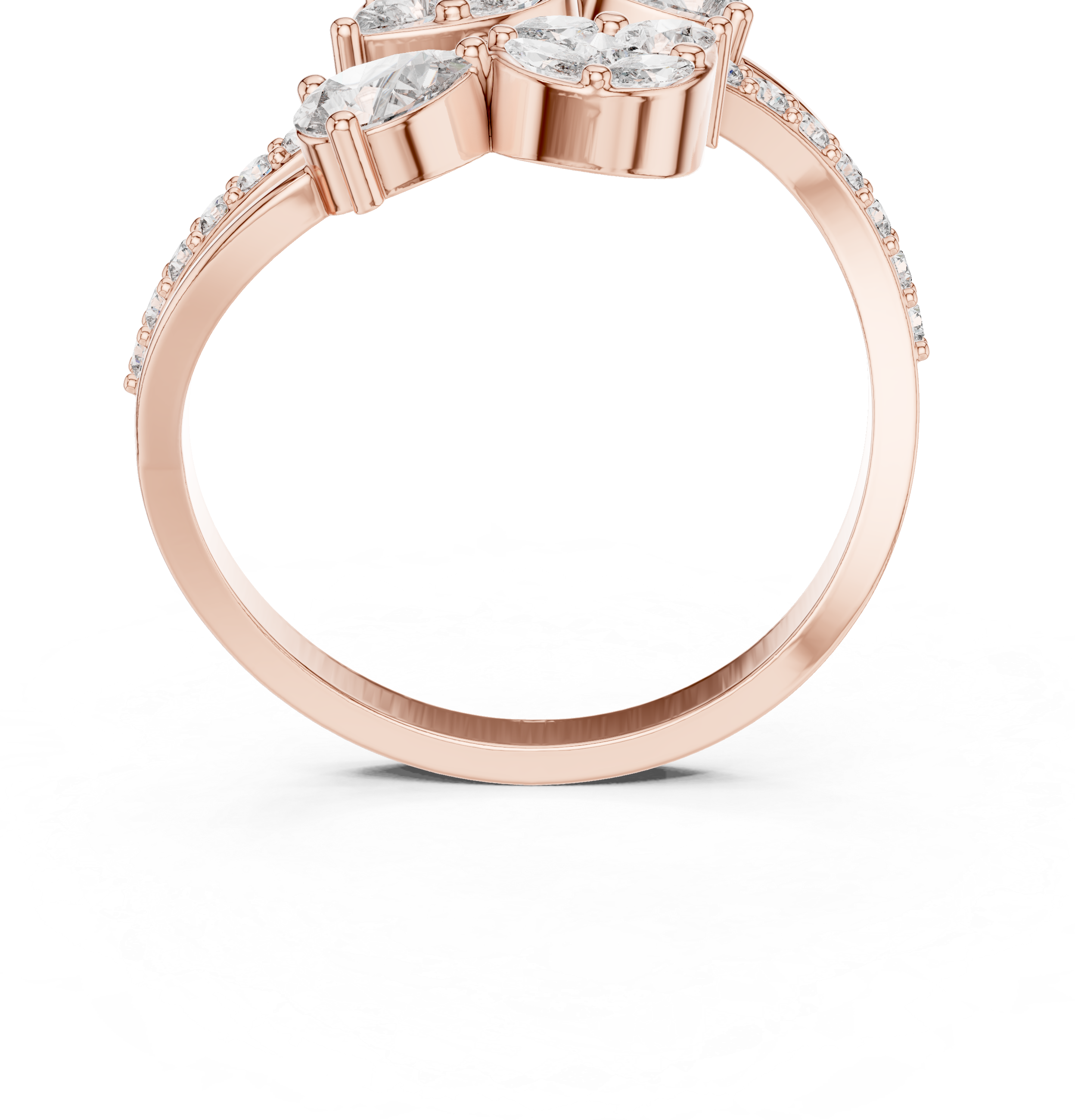 Nature Inspired Marquise & Pear Diamond Wrap Ring – Split Shank Pavé Statement Ring