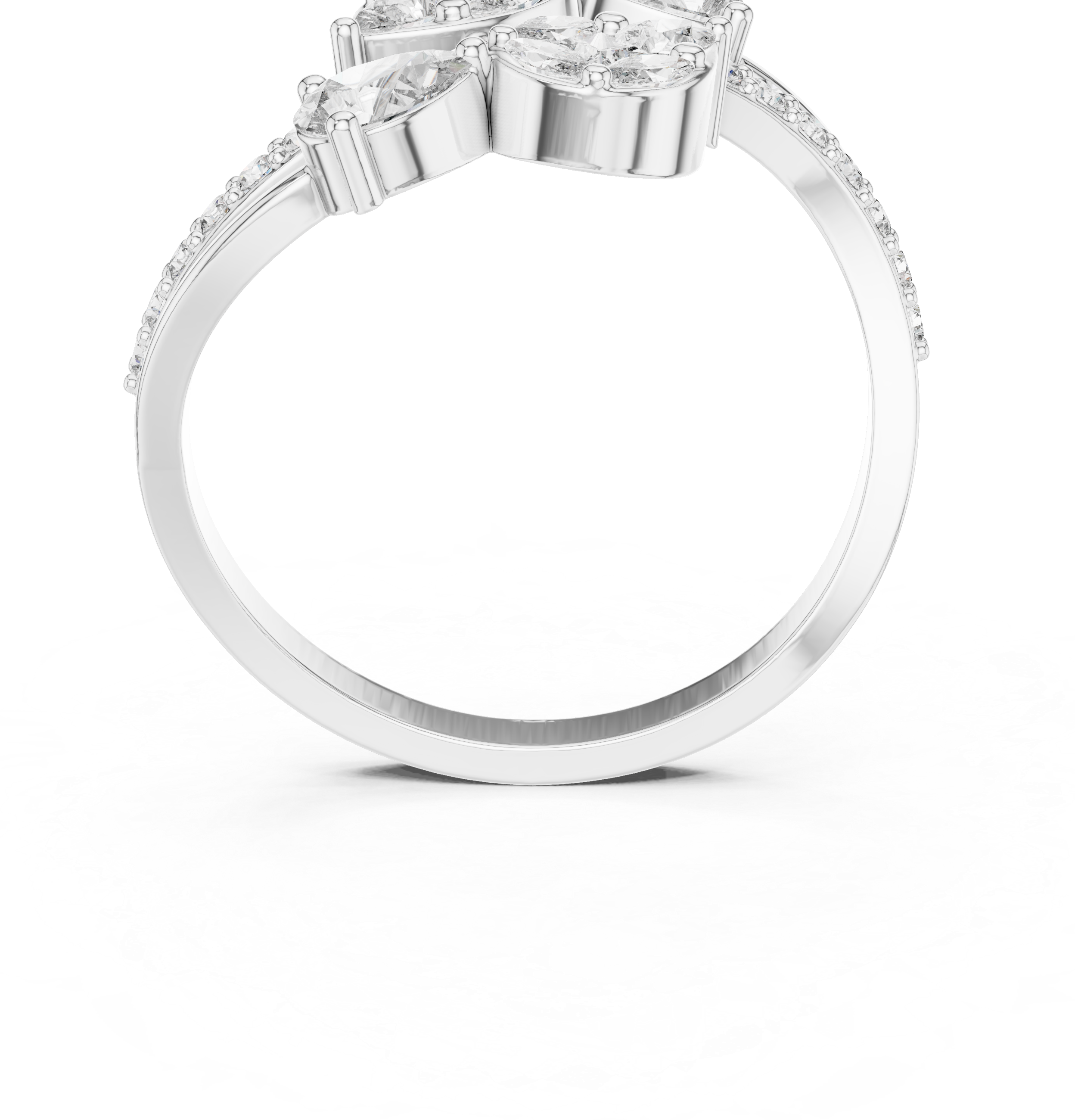 Nature Inspired Marquise & Pear Diamond Wrap Ring – Split Shank Pavé Statement Ring