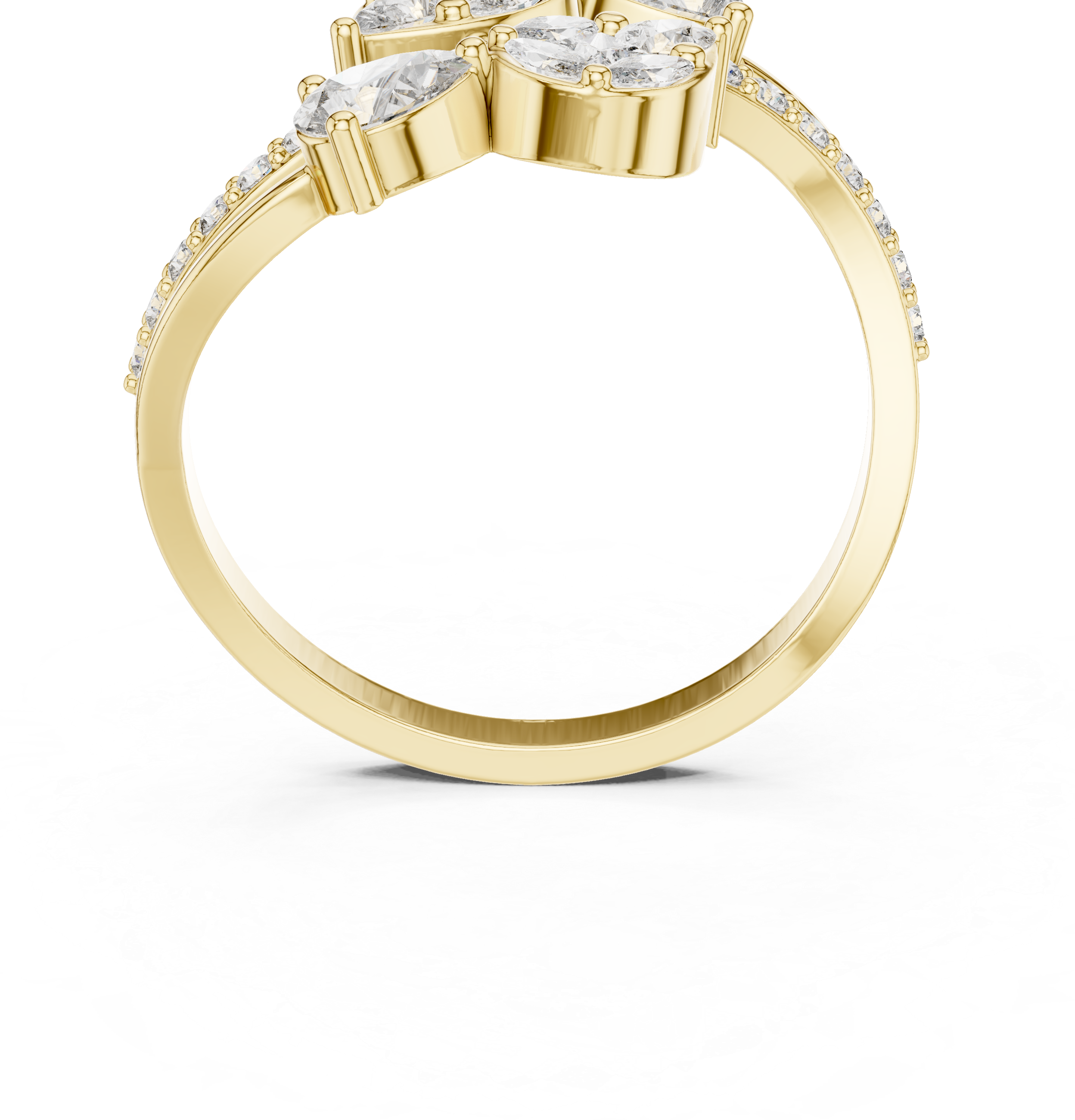 Nature Inspired Marquise & Pear Diamond Wrap Ring – Split Shank Pavé Statement Ring