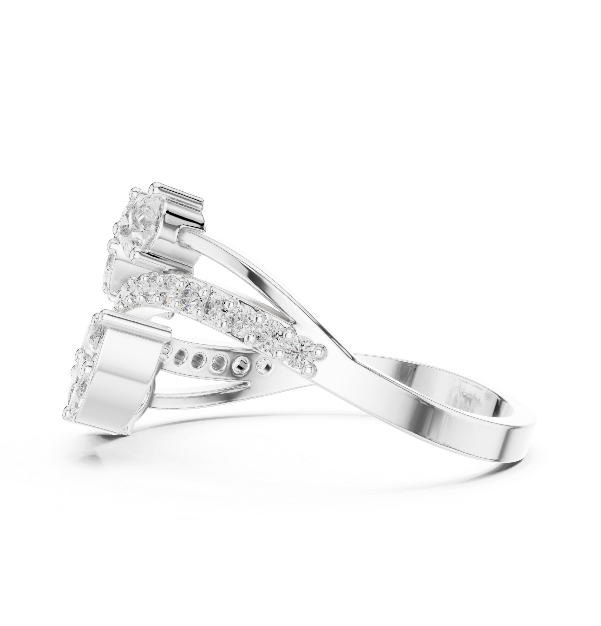 Nature Inspired Marquise & Pear Diamond Wrap Ring – Split Shank Pavé Statement Ring