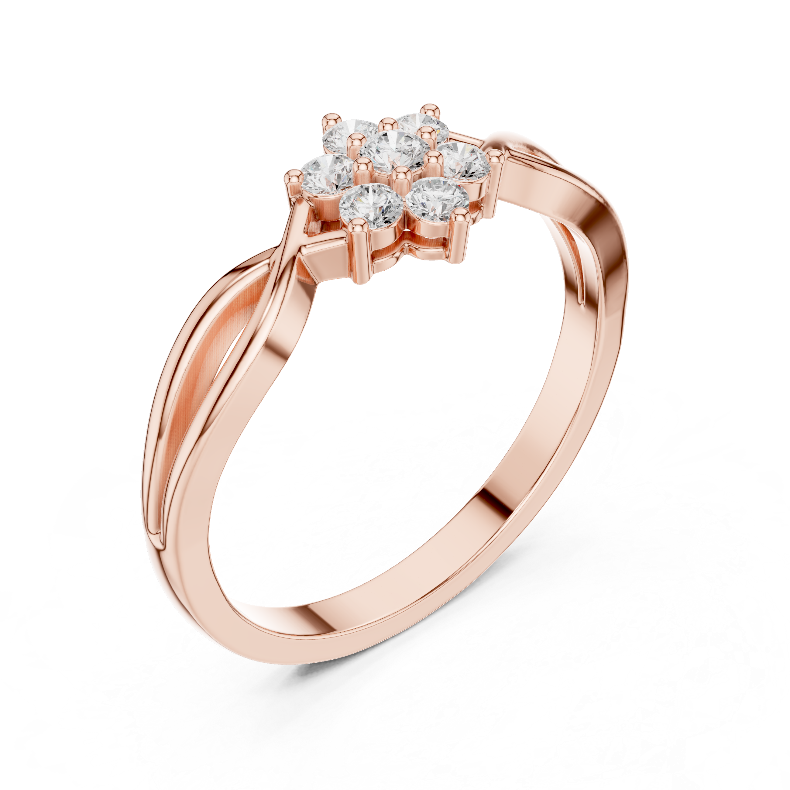 Infinity Flower Diamond Ring – Twisted Floral Cluster Promise Ring
