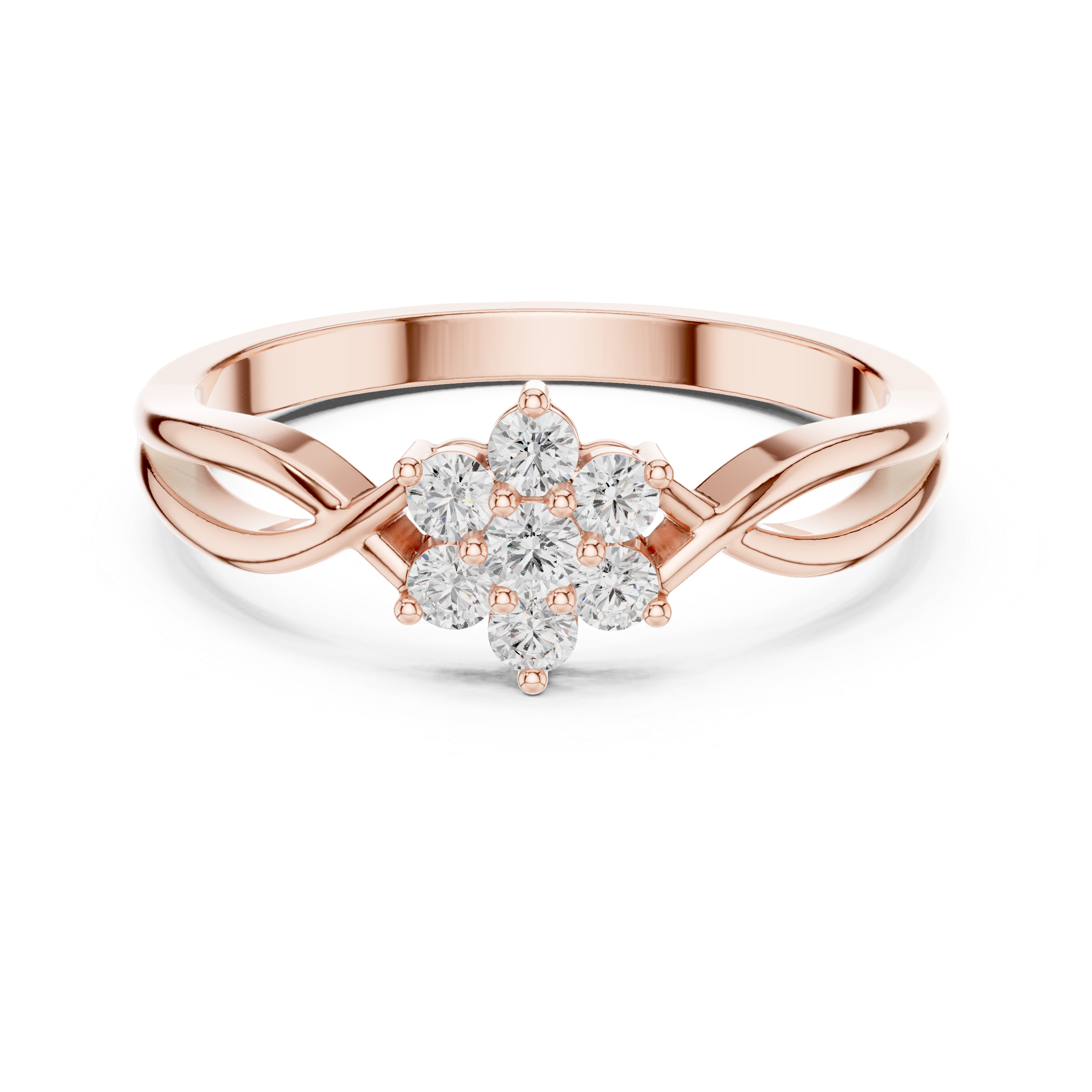 Infinity Flower Diamond Ring – Twisted Floral Cluster Promise Ring