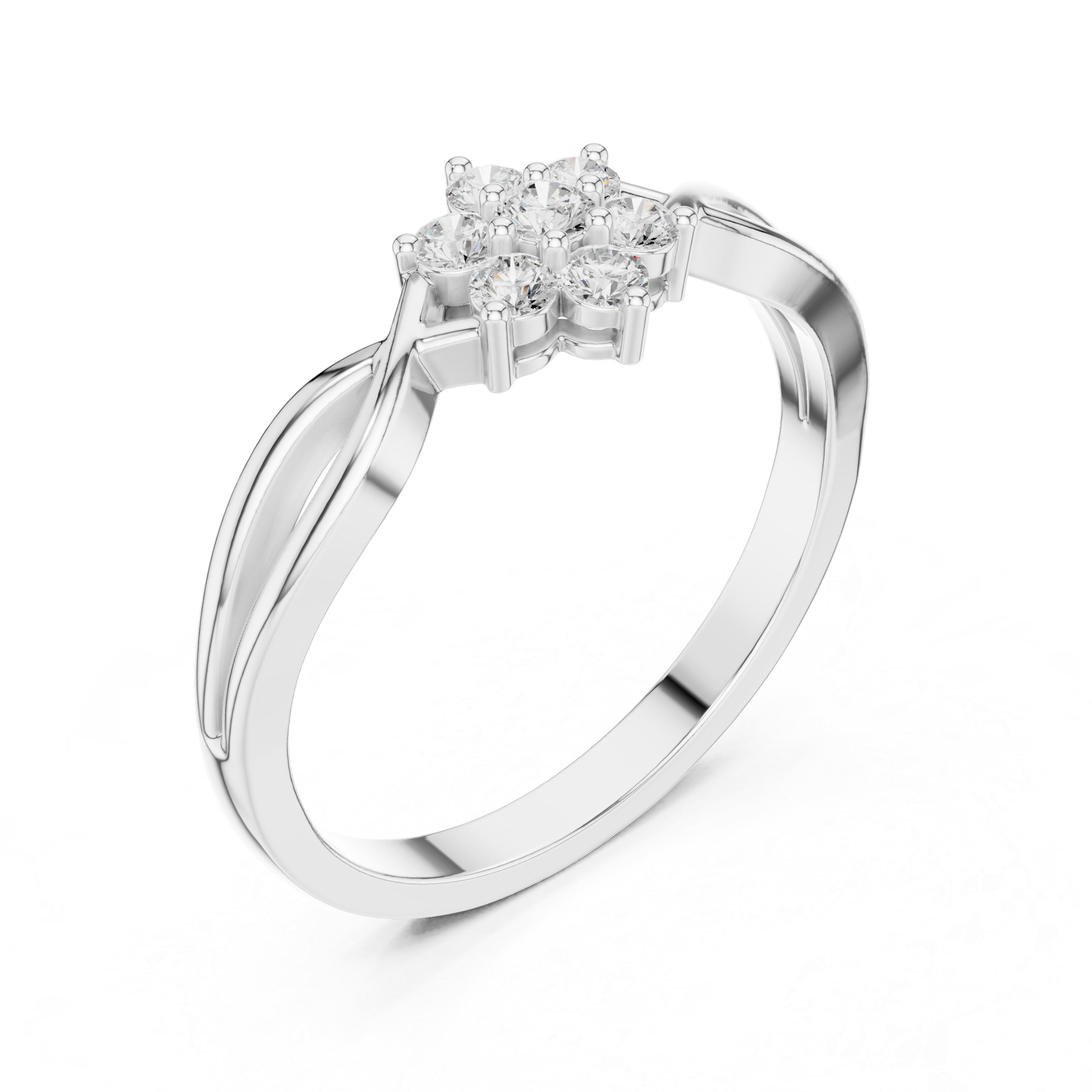 Infinity Flower Diamond Ring – Twisted Floral Cluster Promise Ring
