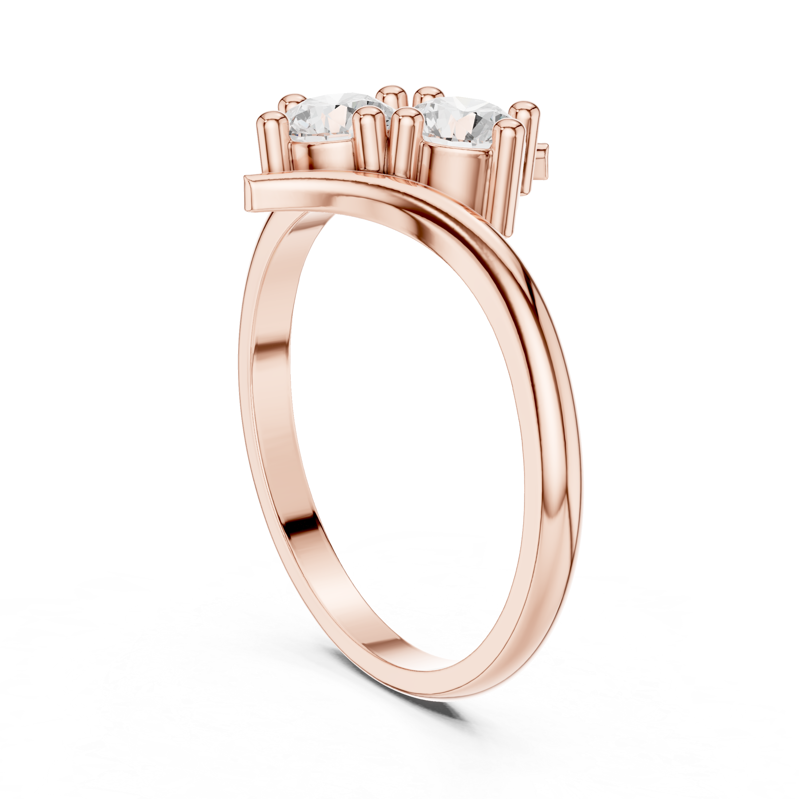 Bypass Two Stone Diamond Ring – Modern Open Wrap Engagement Ring