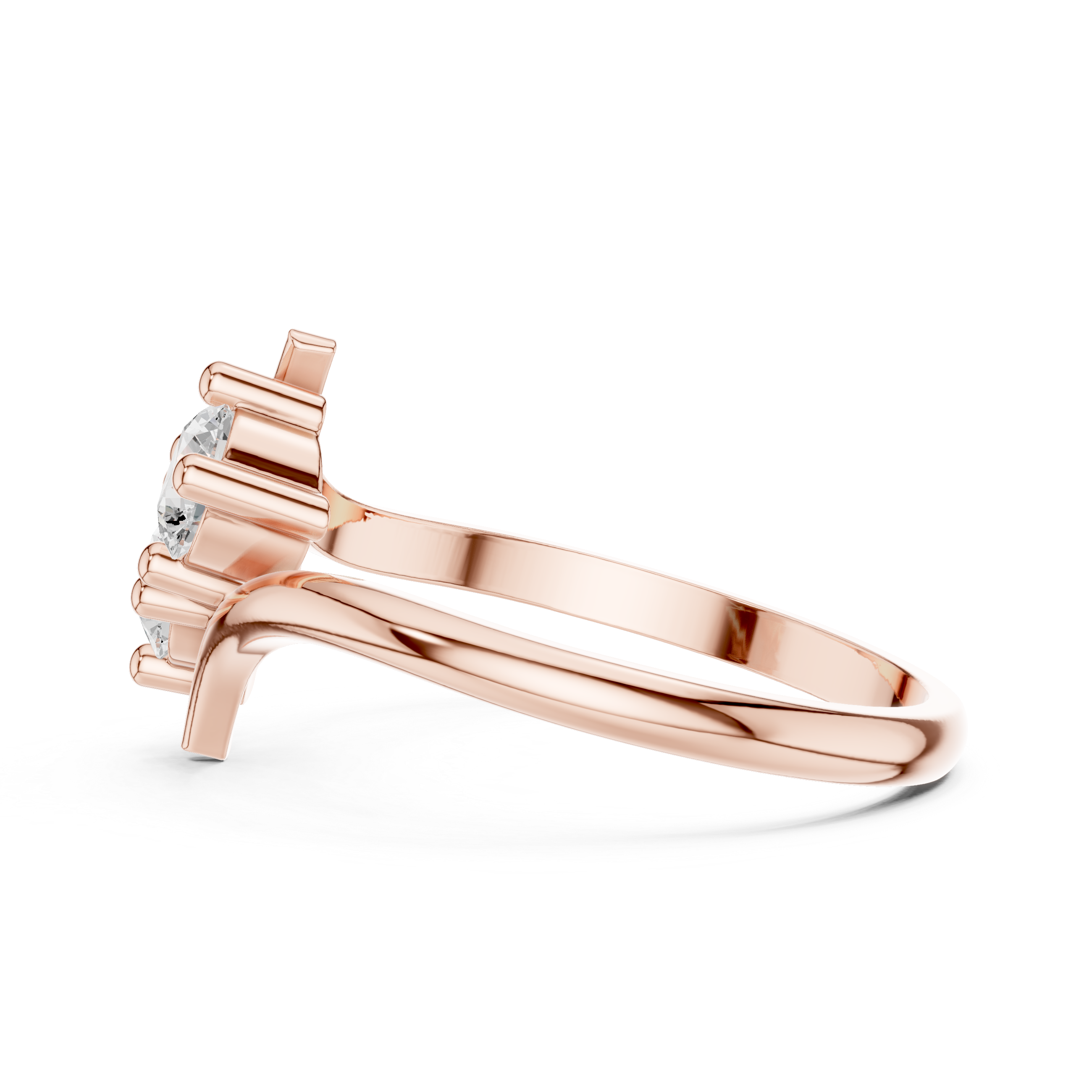Bypass Two Stone Diamond Ring – Modern Open Wrap Engagement Ring