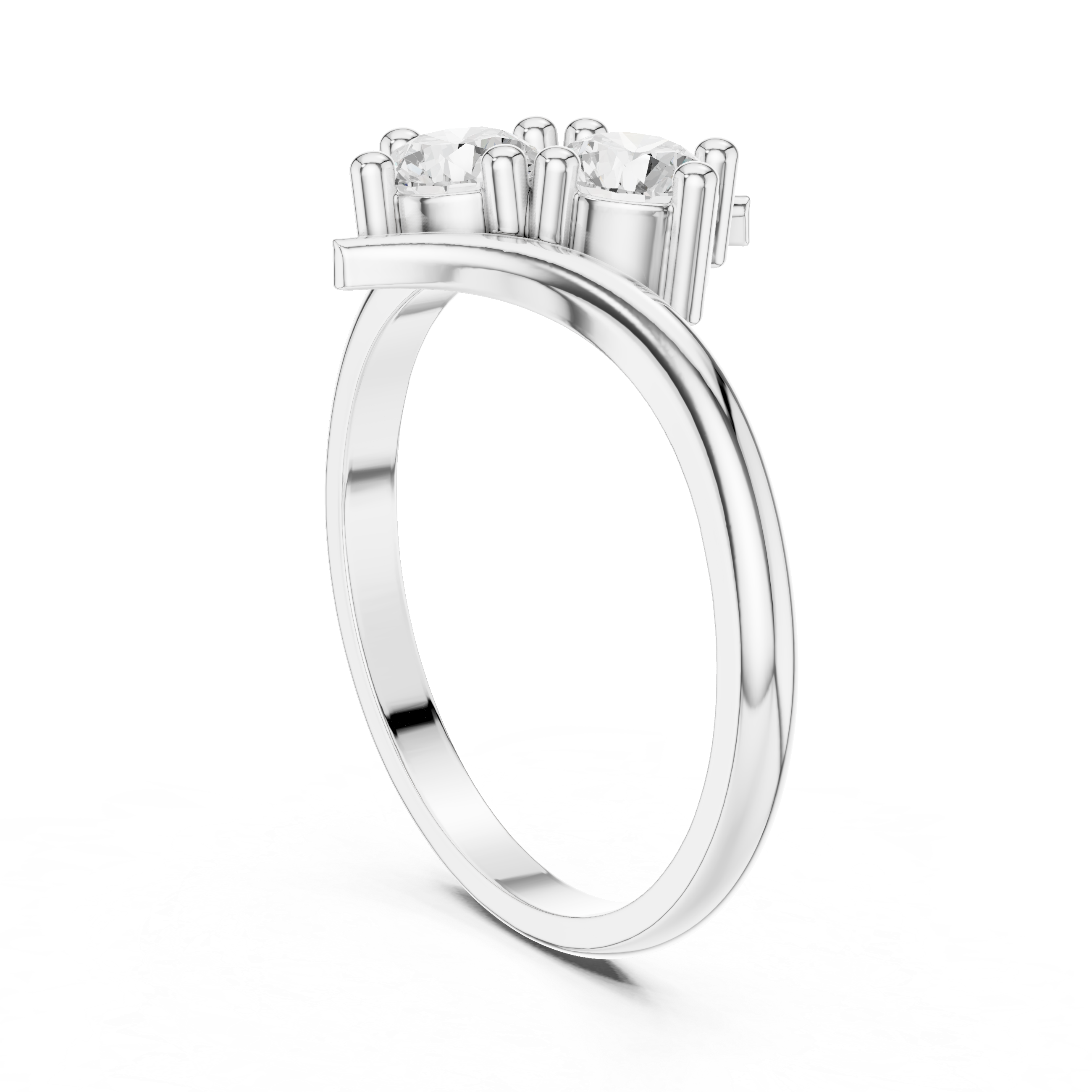 Bypass Two Stone Diamond Ring – Modern Open Wrap Engagement Ring