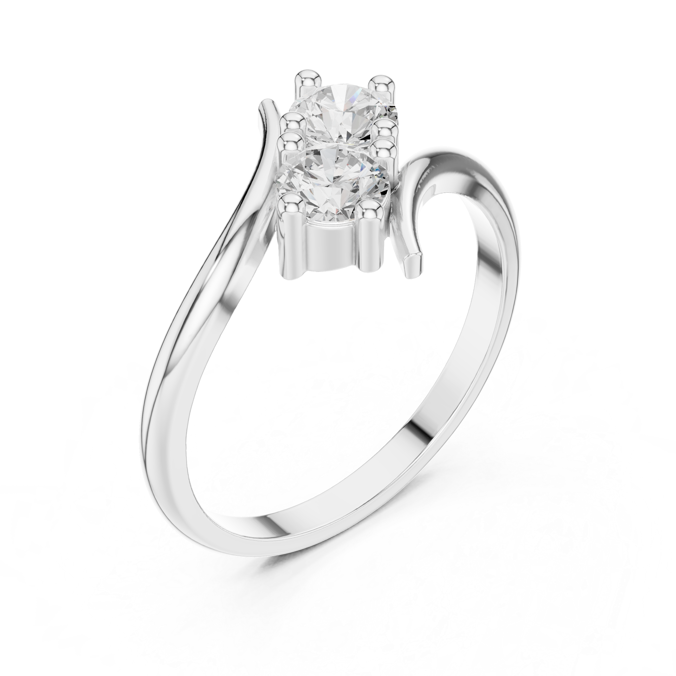 Bypass Two Stone Diamond Ring – Modern Open Wrap Engagement Ring