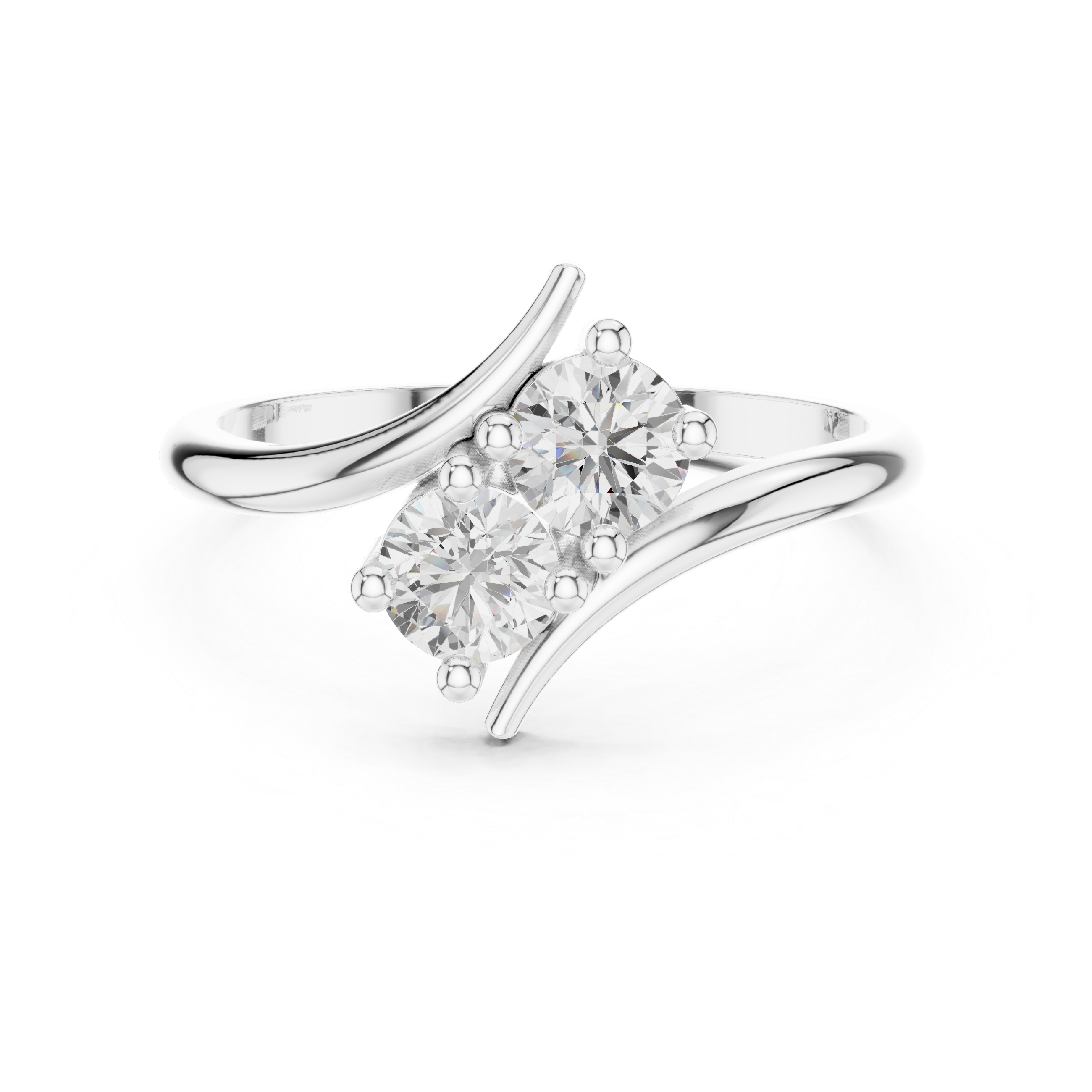 Bypass Two Stone Diamond Ring – Modern Open Wrap Engagement Ring