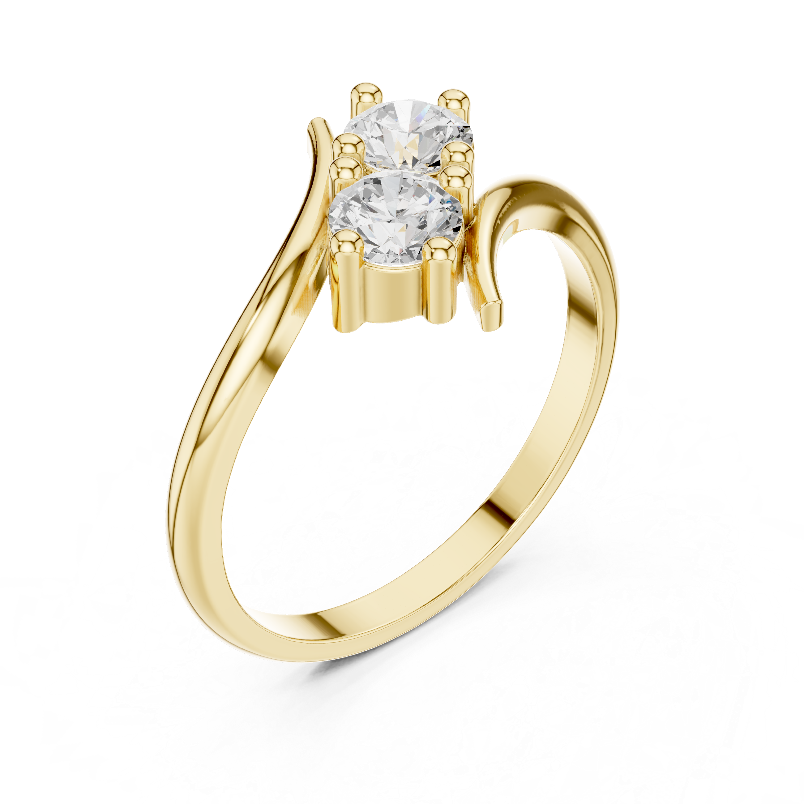 Bypass Two Stone Diamond Ring – Modern Open Wrap Engagement Ring