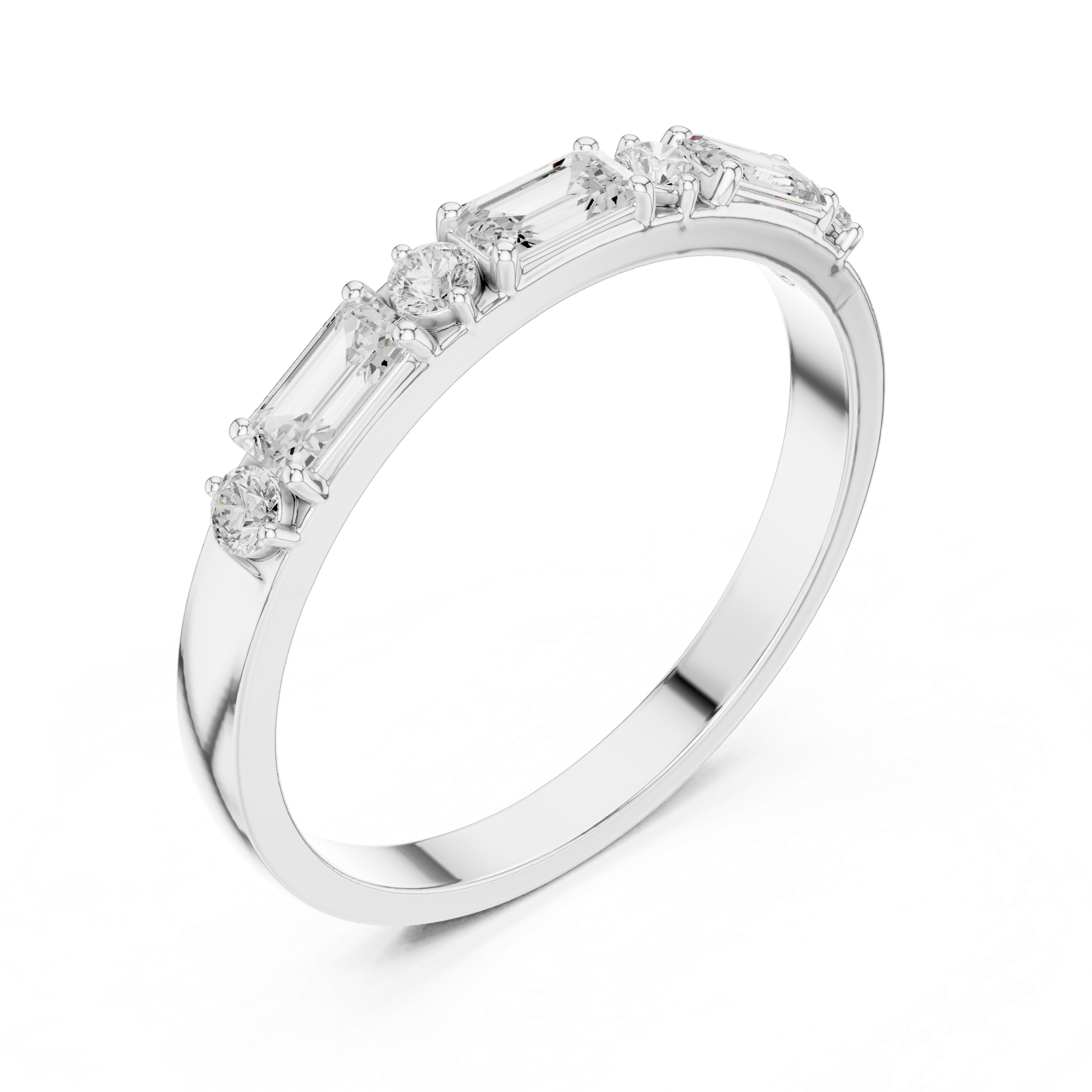 Emerald Cut Diamond Anniversary Band – Seven Stone Wedding Ring