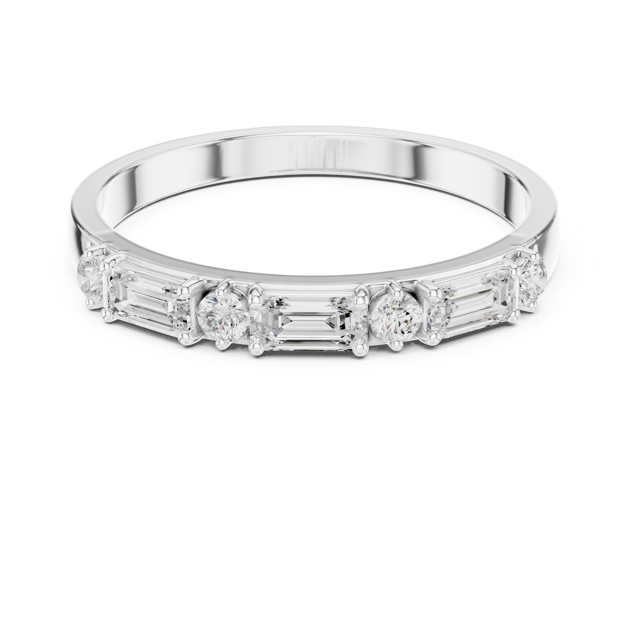 Emerald Cut Diamond Anniversary Band – Seven Stone Wedding Ring
