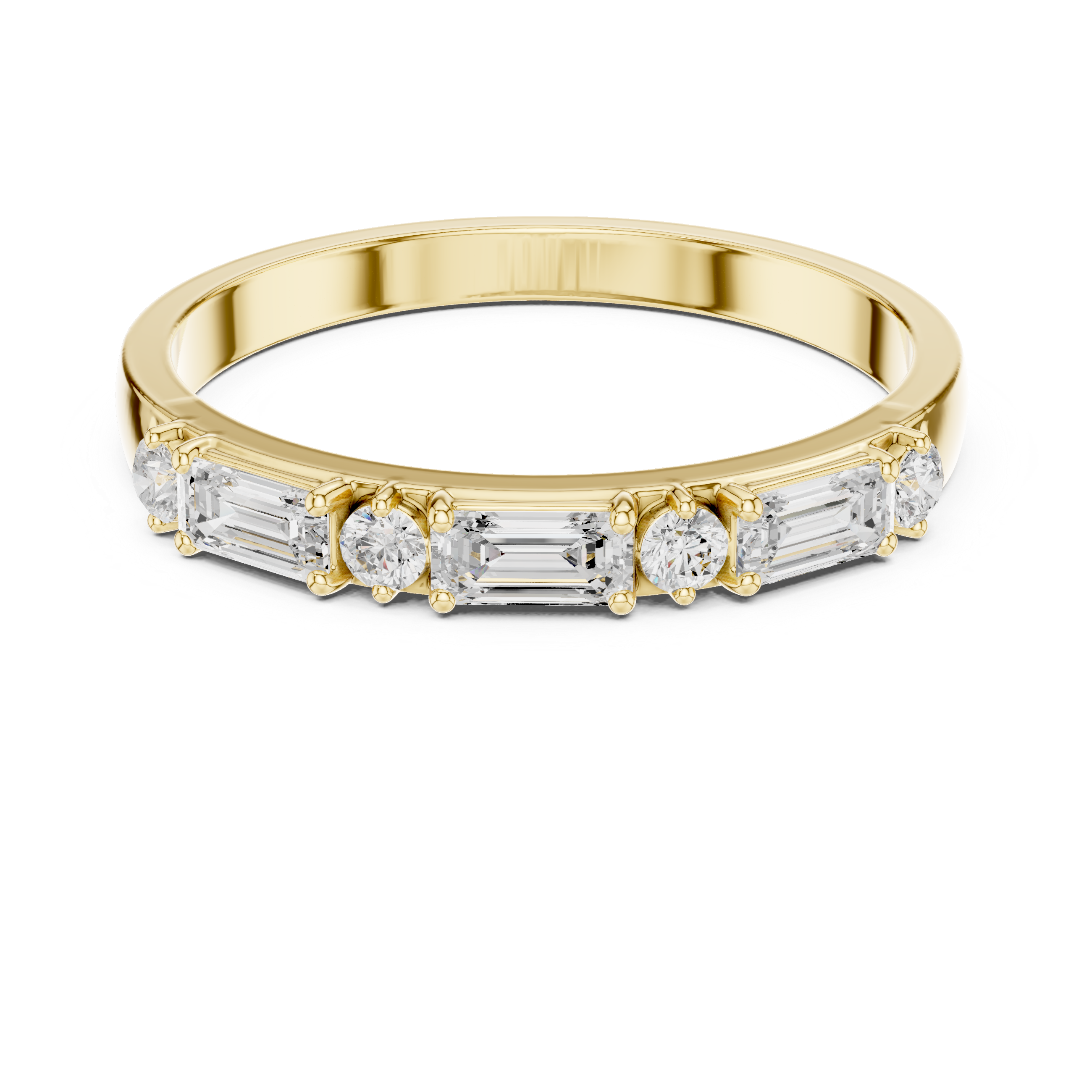Emerald Cut Diamond Anniversary Band – Seven Stone Wedding Ring