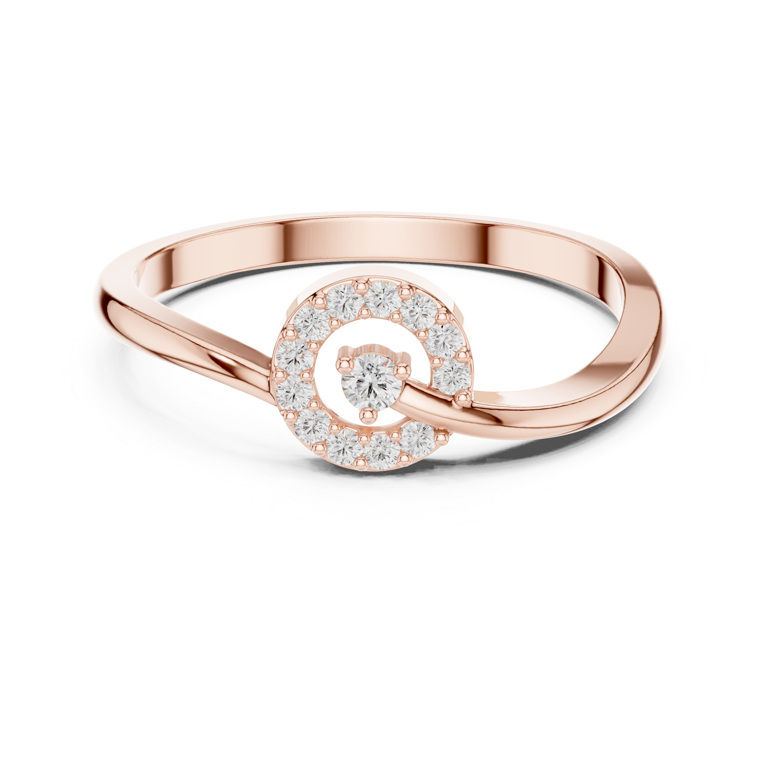 Diamond Spiral Circle Ring – Modern Infinity Swirl Statement Ring