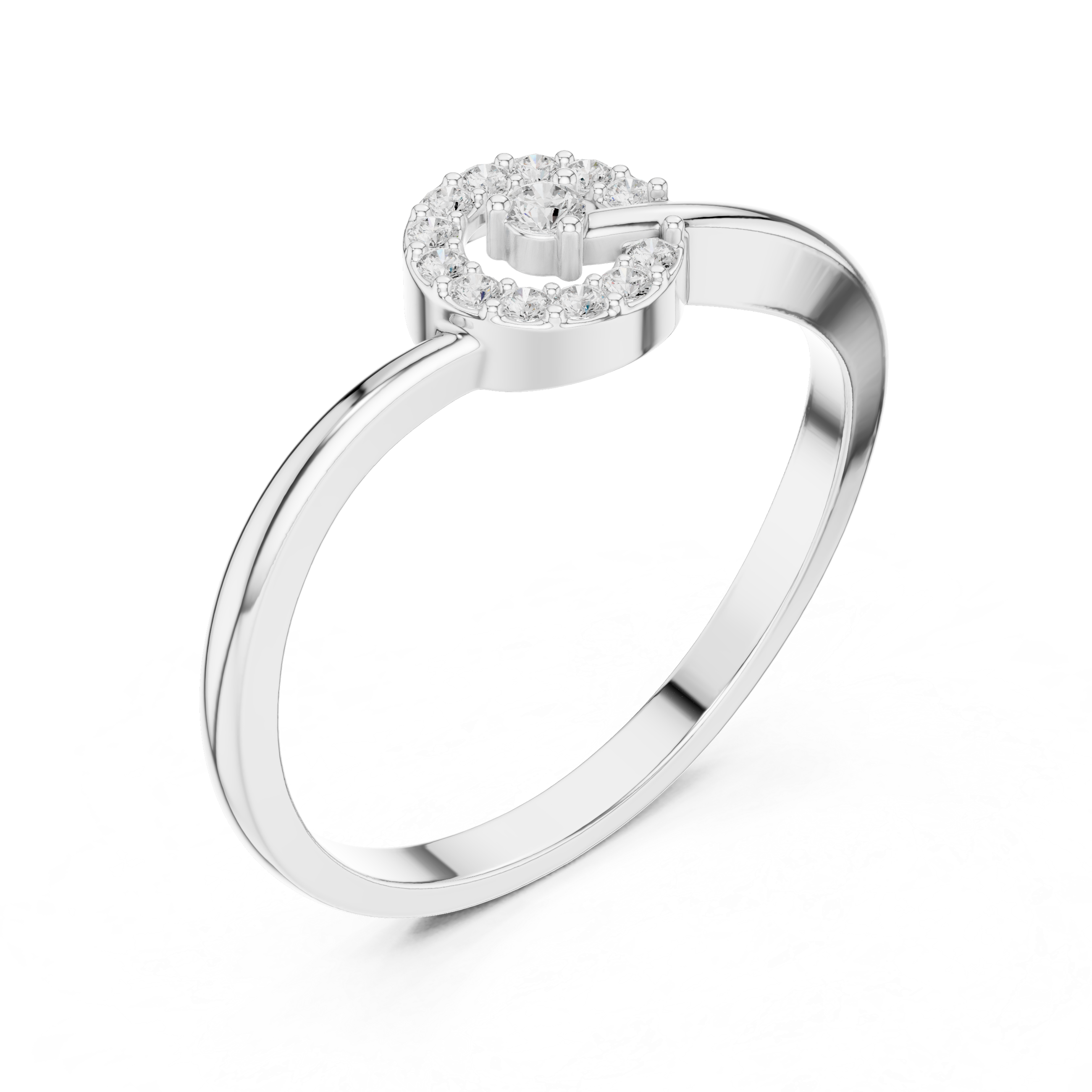 Diamond Spiral Circle Ring – Modern Infinity Swirl Statement Ring