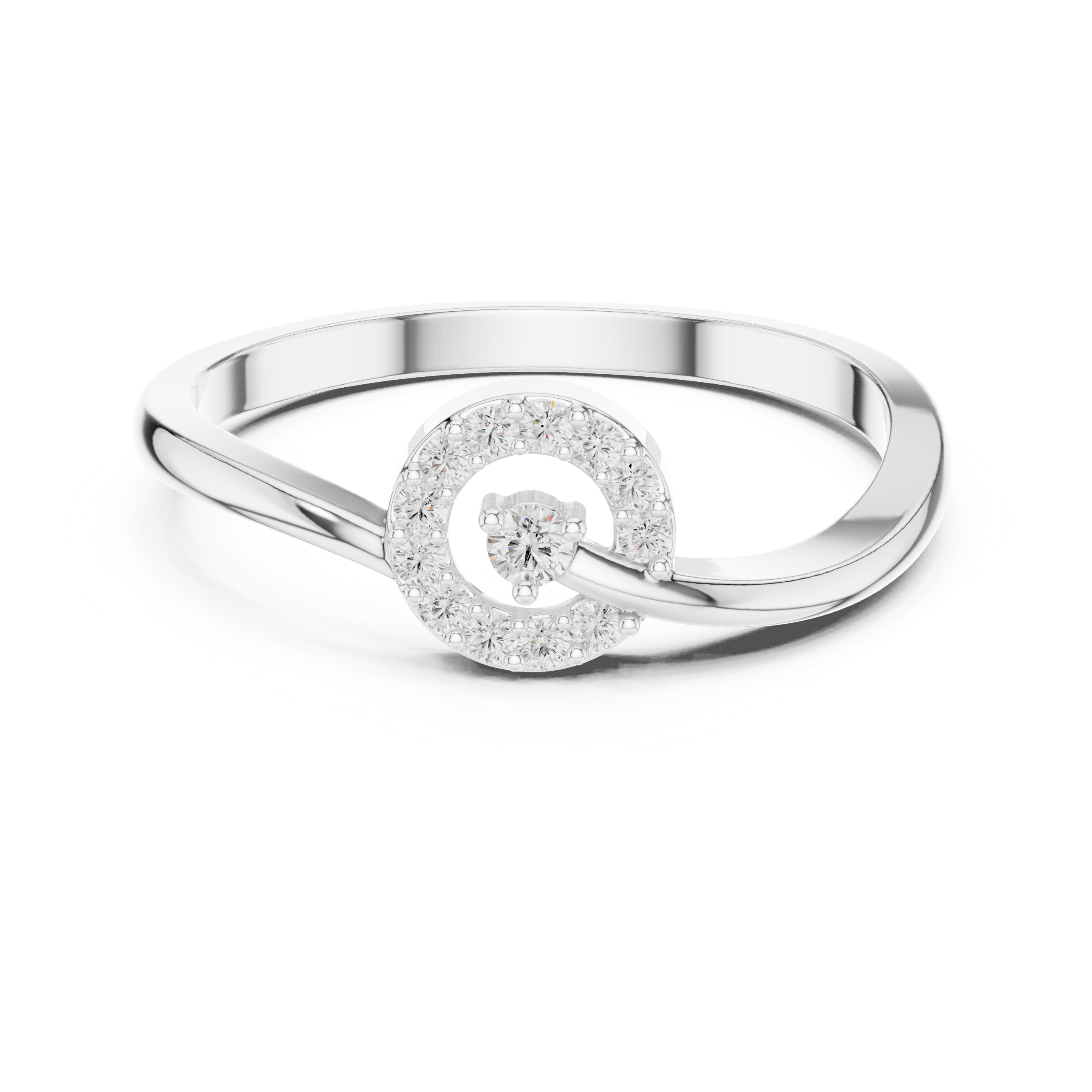 Diamond Spiral Circle Ring – Modern Infinity Swirl Statement Ring
