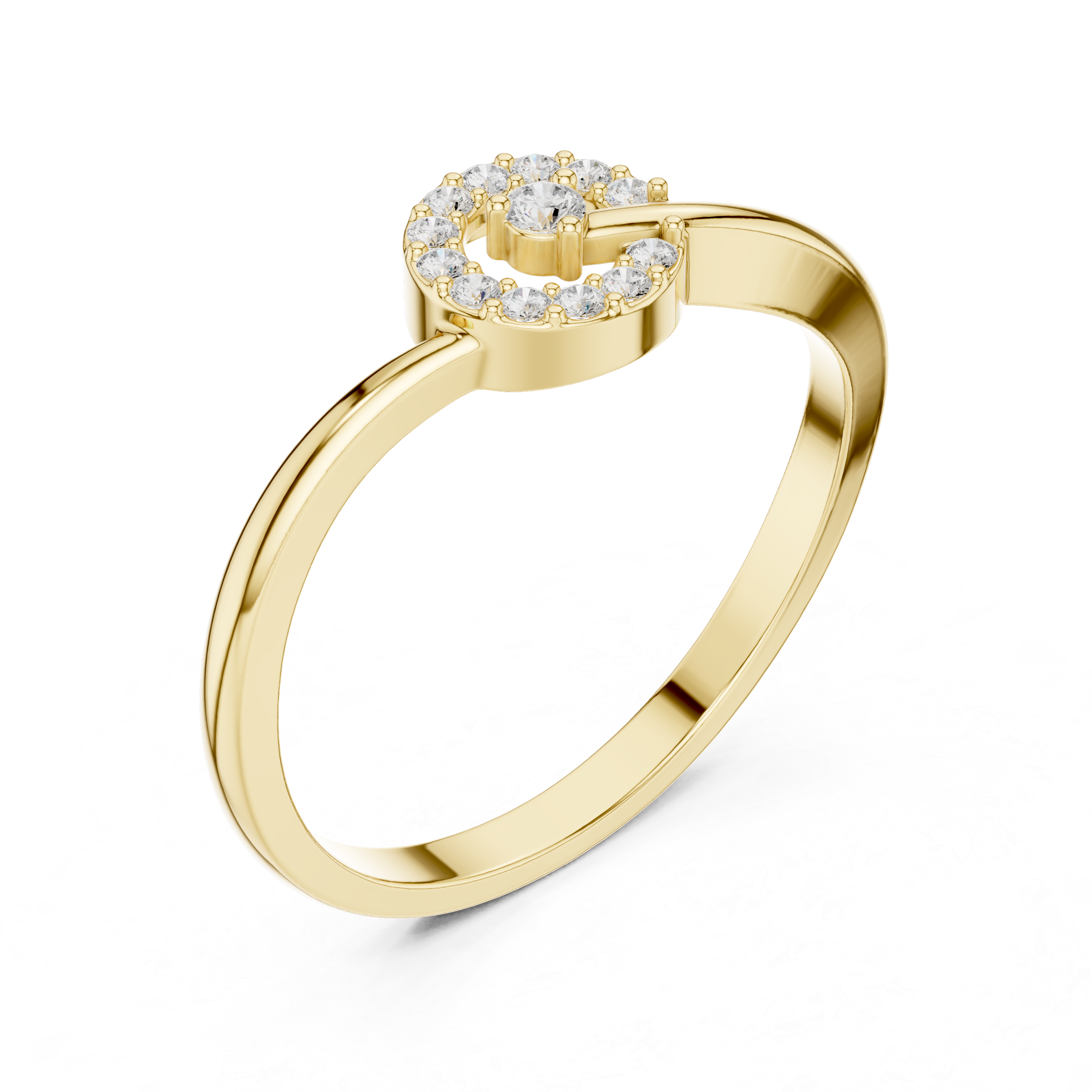 Diamond Spiral Circle Ring – Modern Infinity Swirl Statement Ring