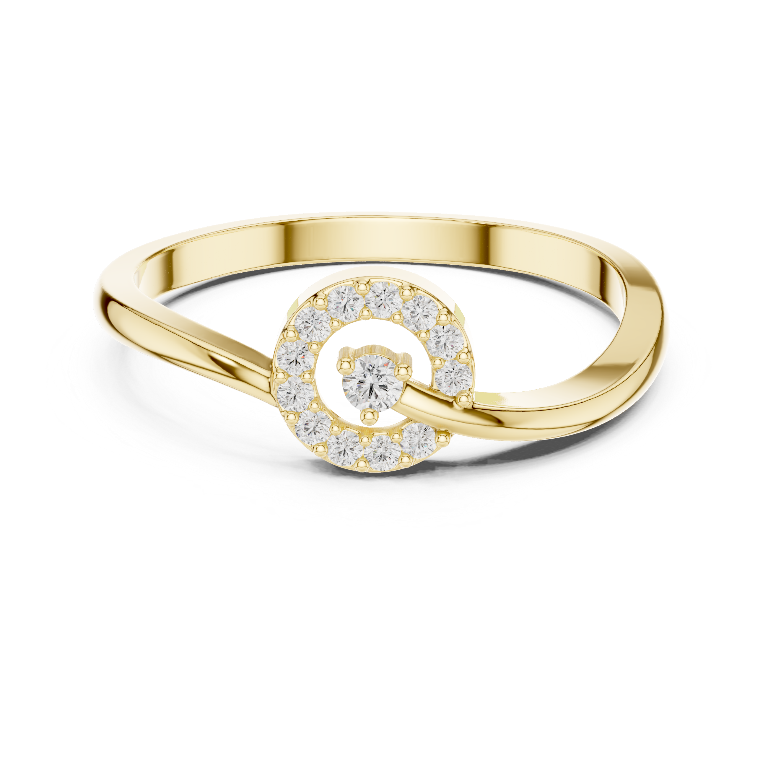 Diamond Spiral Circle Ring – Modern Infinity Swirl Statement Ring