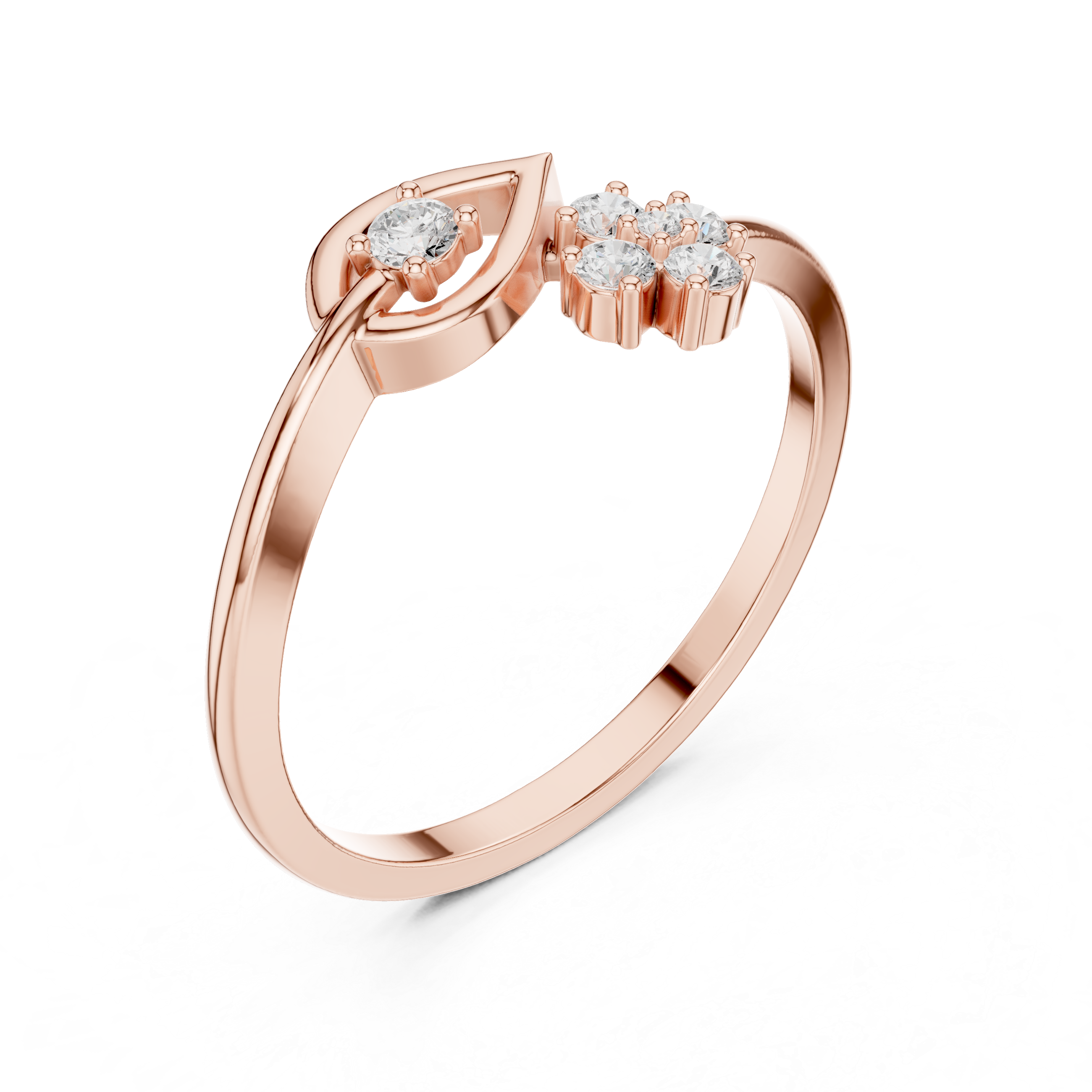Evil Eye & Floral Diamond Open Ring – Minimalist Lucky Charm Ring