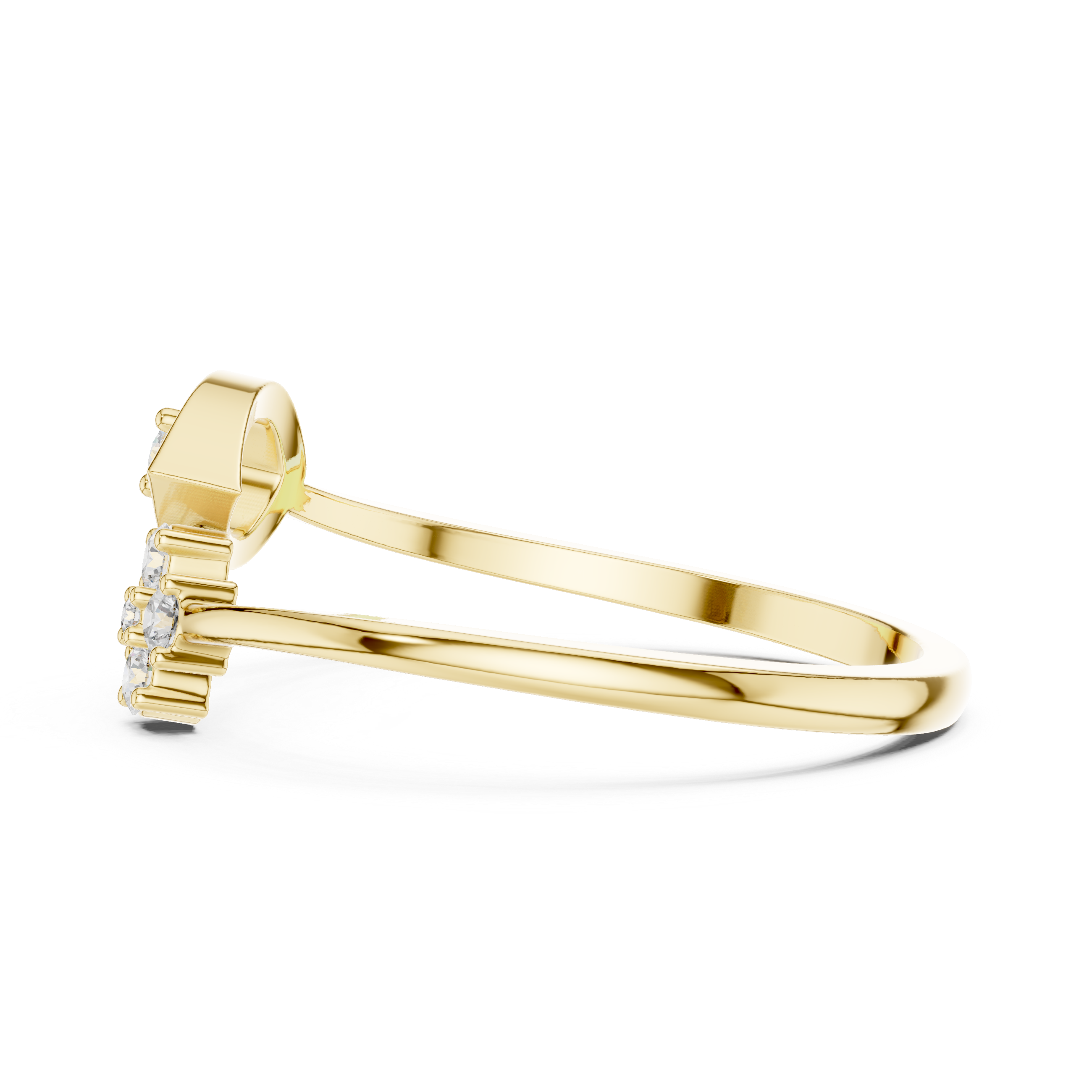 Evil Eye & Floral Diamond Open Ring – Minimalist Lucky Charm Ring