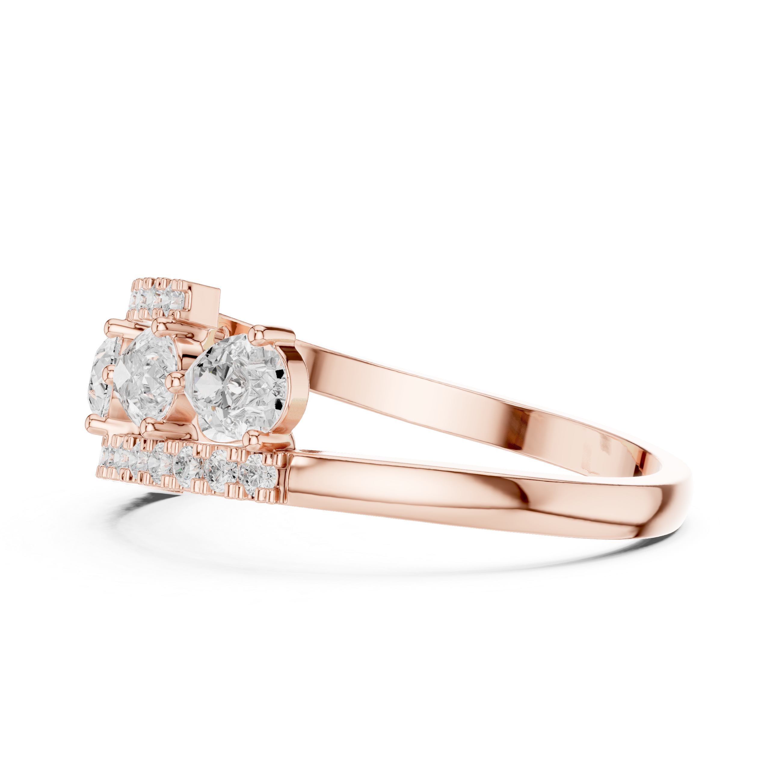 Pear Diamond Open Crossover Ring – Double Pavé Band Statement Ring