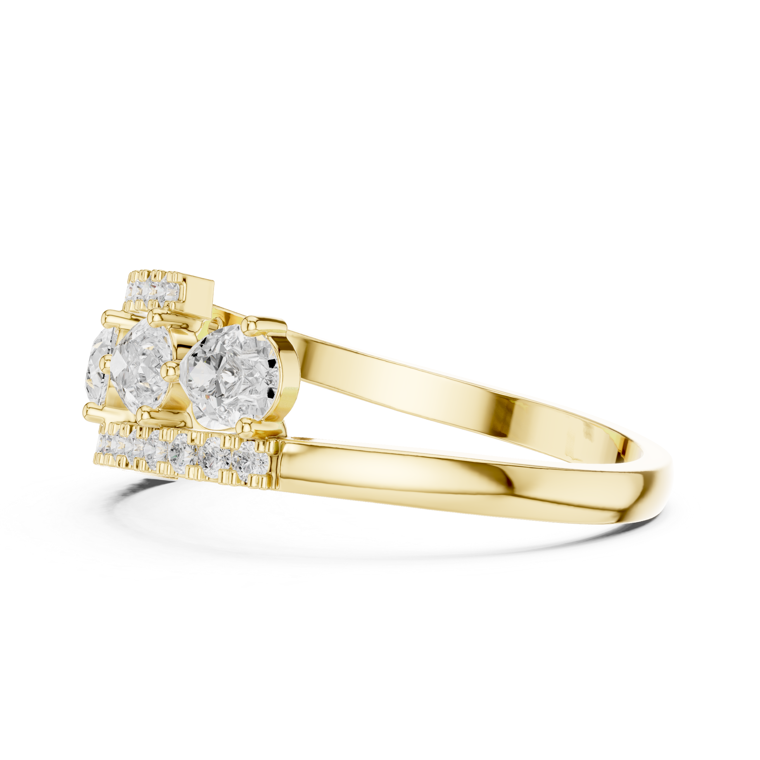 Pear Diamond Open Crossover Ring – Double Pavé Band Statement Ring