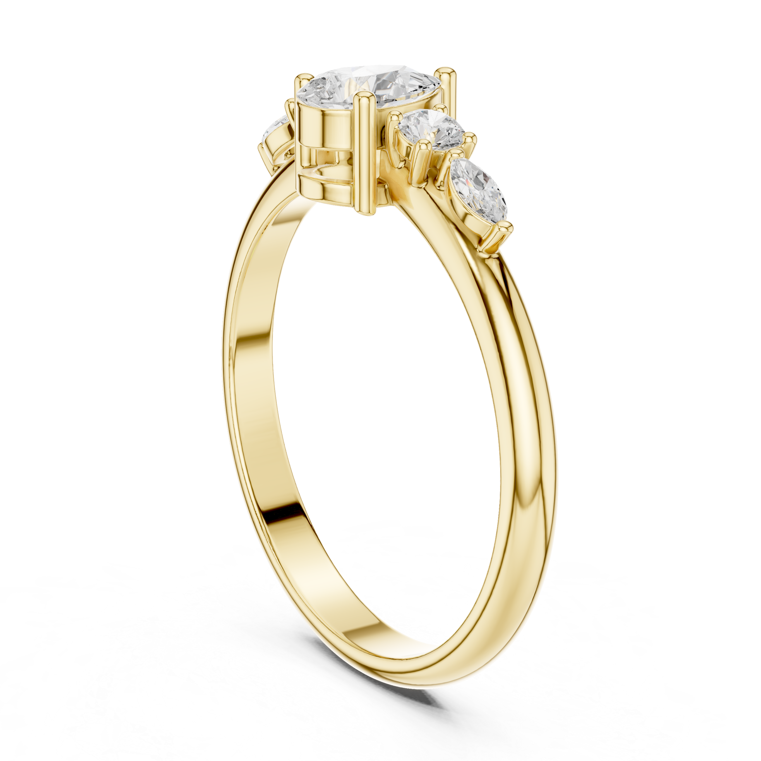 Pear Diamond Cluster Ring – Vintage Inspired Five Stone Engagement Ring