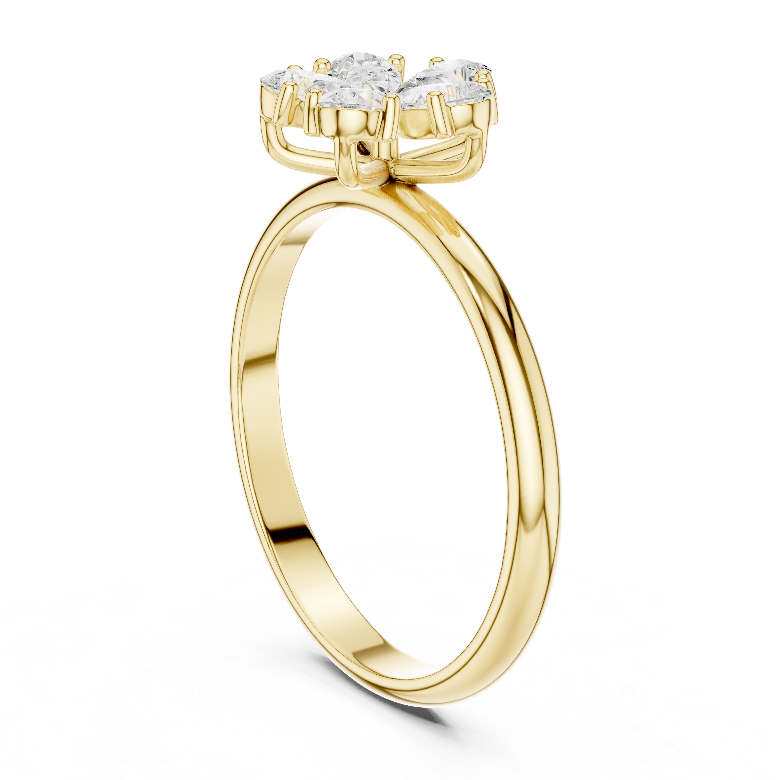 Pear Cut Flower Diamond Ring – Floral Cluster Engagement Ring
