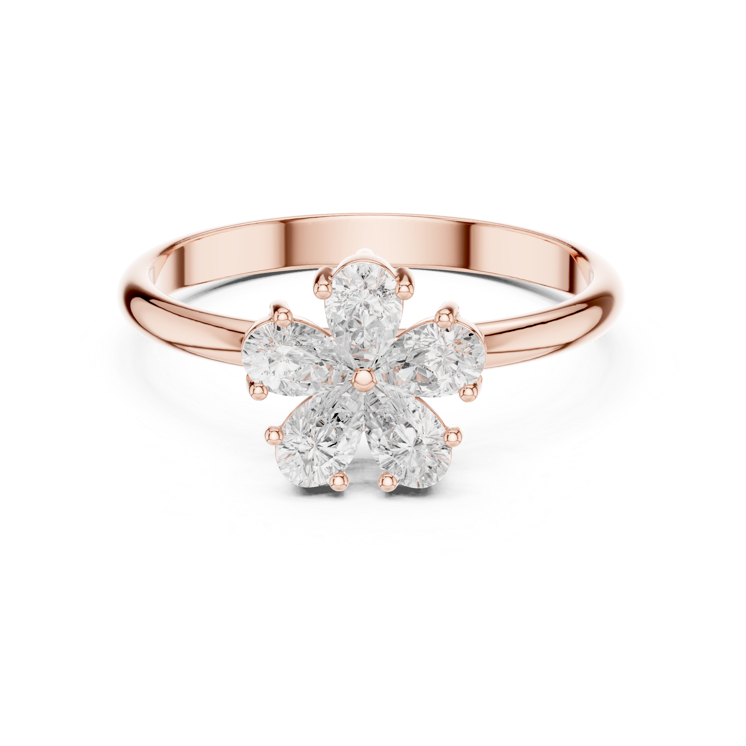 Pear Cut Flower Diamond Ring – Floral Cluster Engagement Ring
