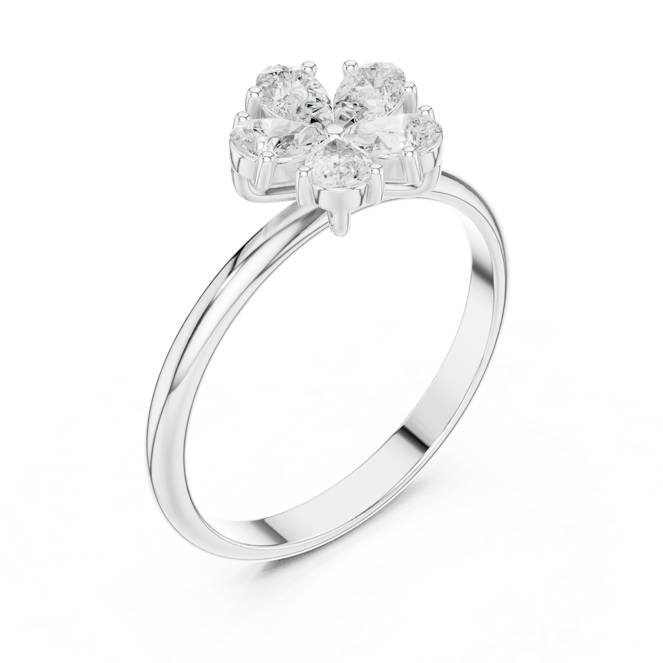 Pear Cut Flower Diamond Ring – Floral Cluster Engagement Ring