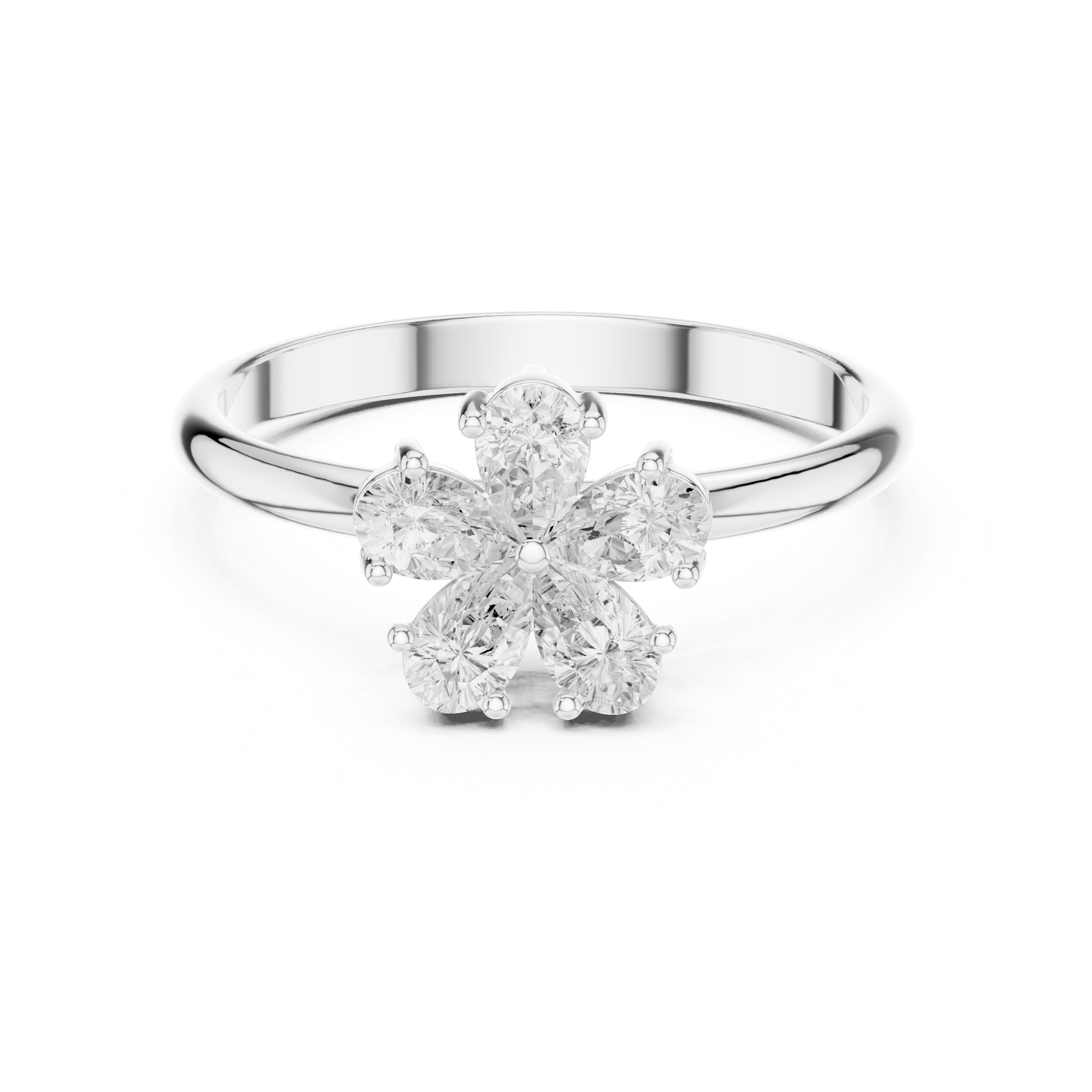 Pear Cut Flower Diamond Ring – Floral Cluster Engagement Ring