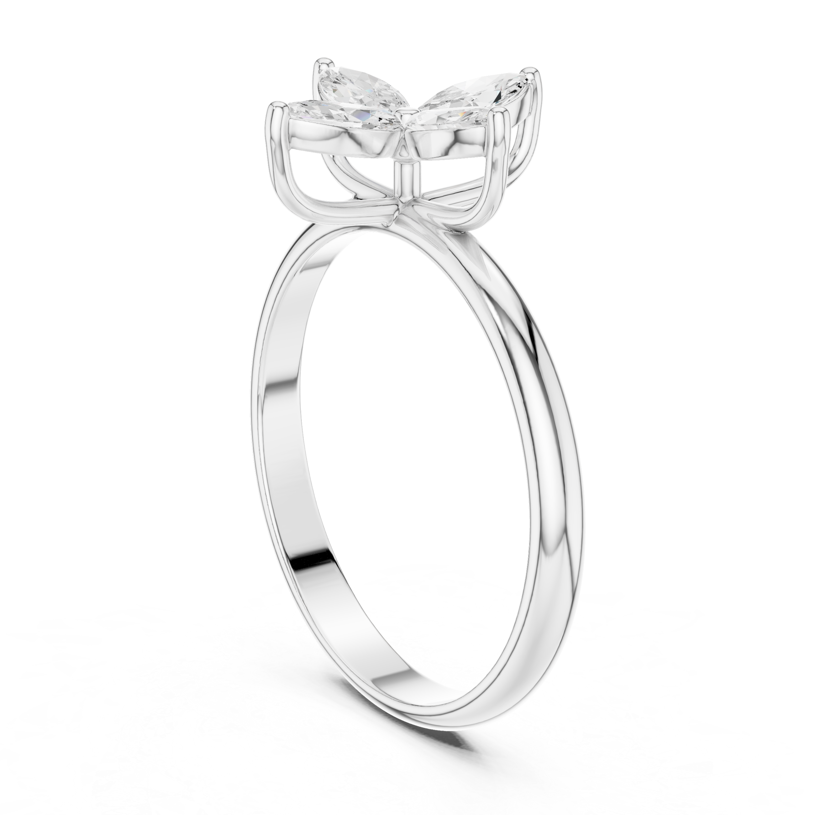 Floral Marquise Diamond Ring – Four Petal Flower Inspired Statement Ring