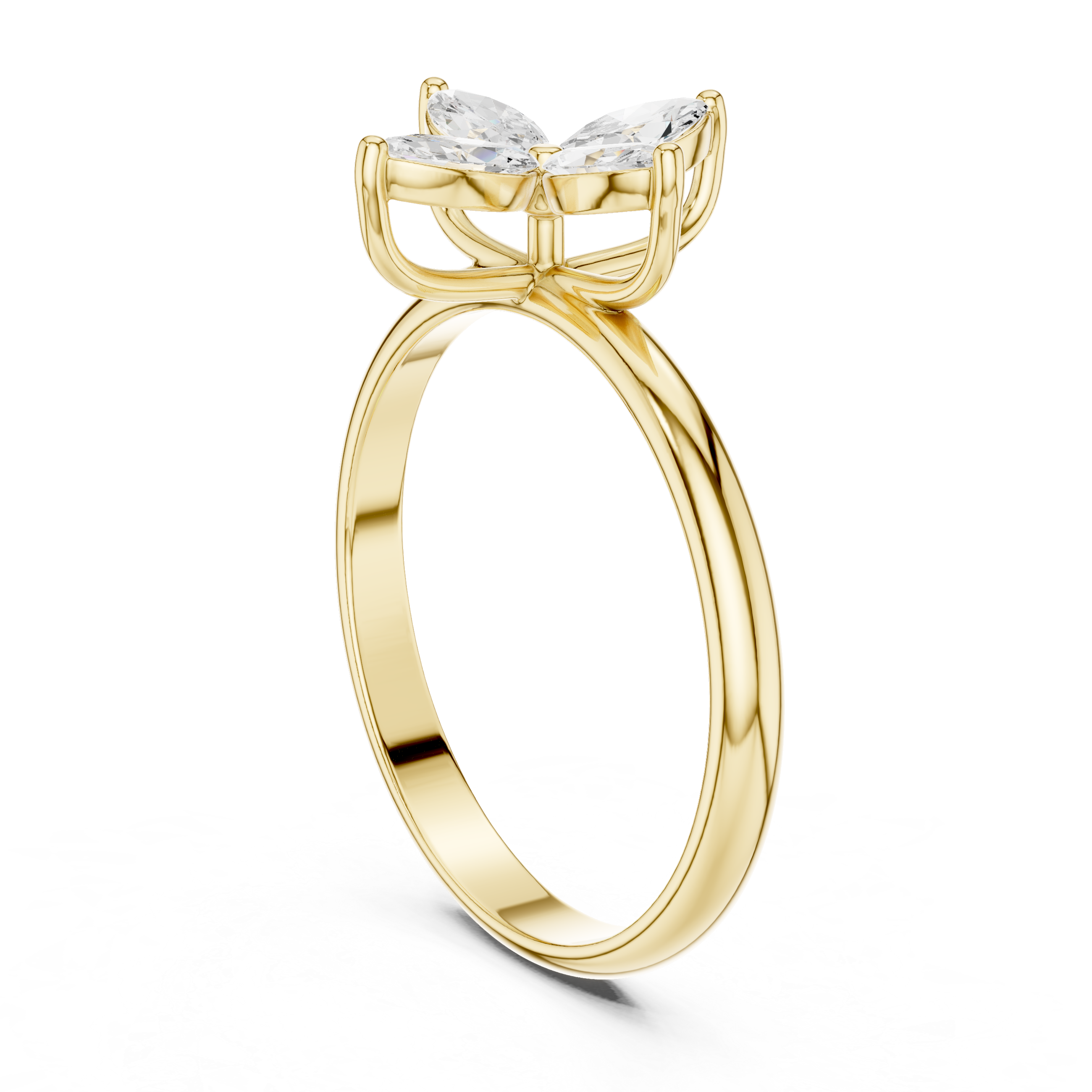 Floral Marquise Diamond Ring – Four Petal Flower Inspired Statement Ring