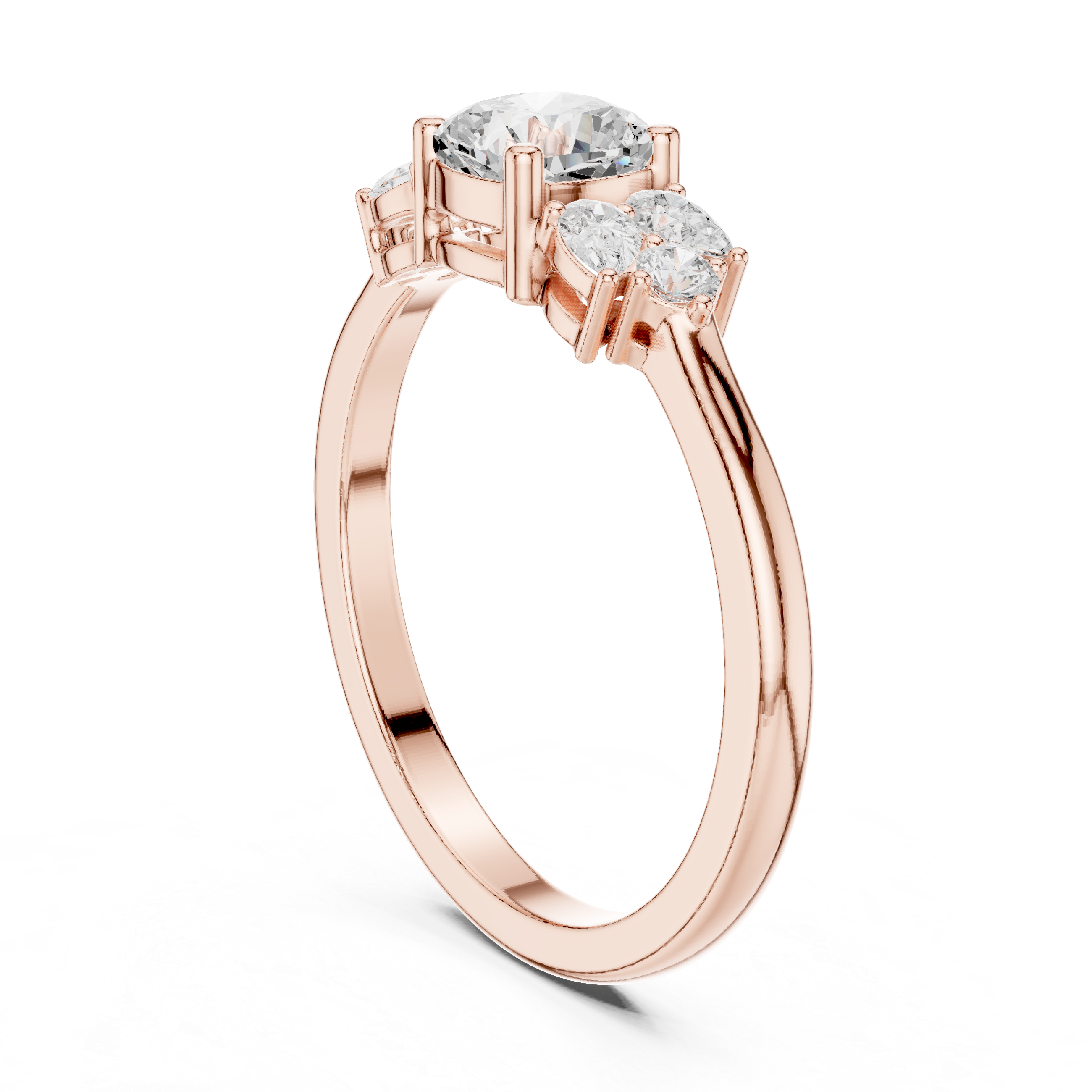 Cushion Cut Diamond Engagement Ring – Three Stone Pear Accent Ring with Vintage-Inspired Elegance